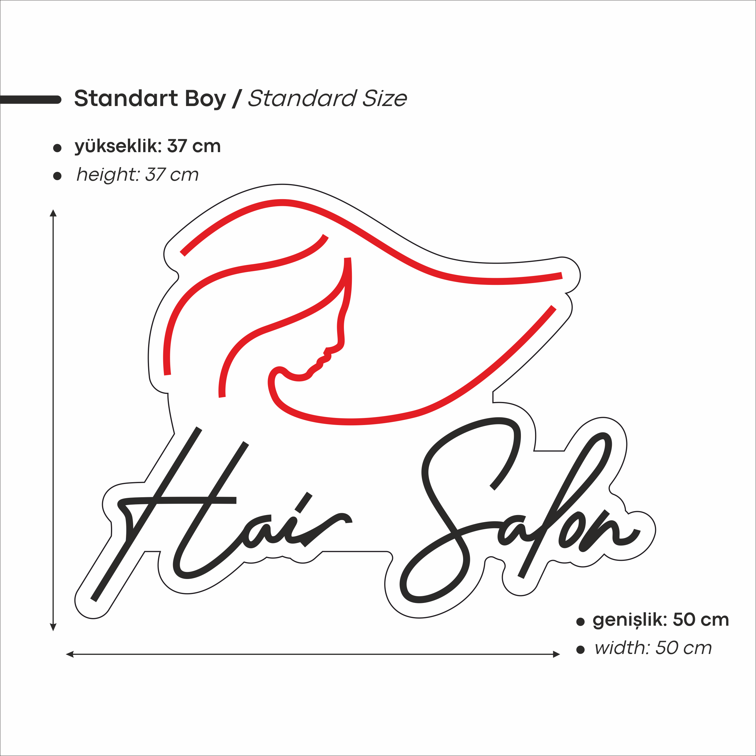 Hair Salon Yazılı Figürlü Led Neon