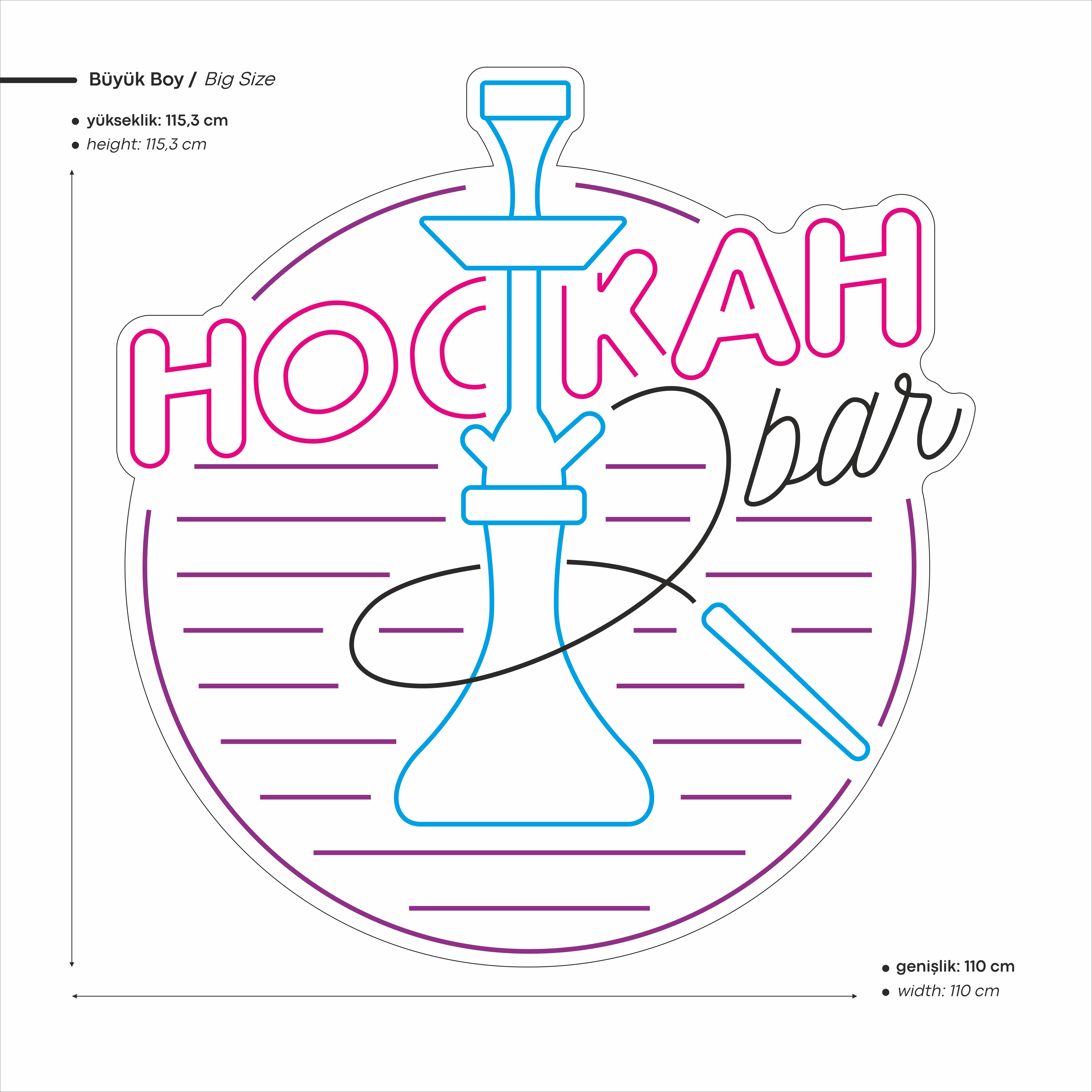 Hookah Bar Yazılı Figürlü Led Neon