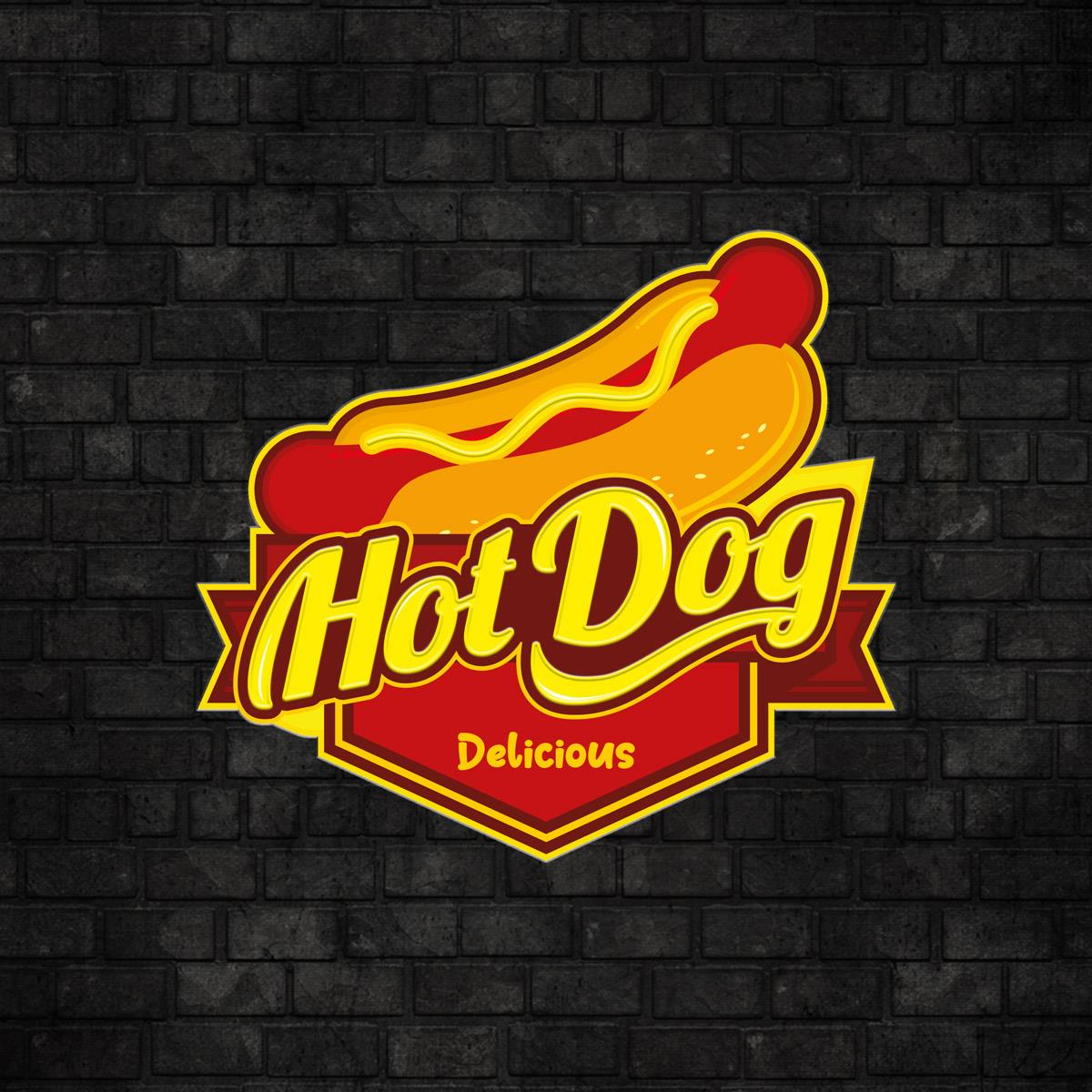 Hot Dog Baskılı Neon Tabela