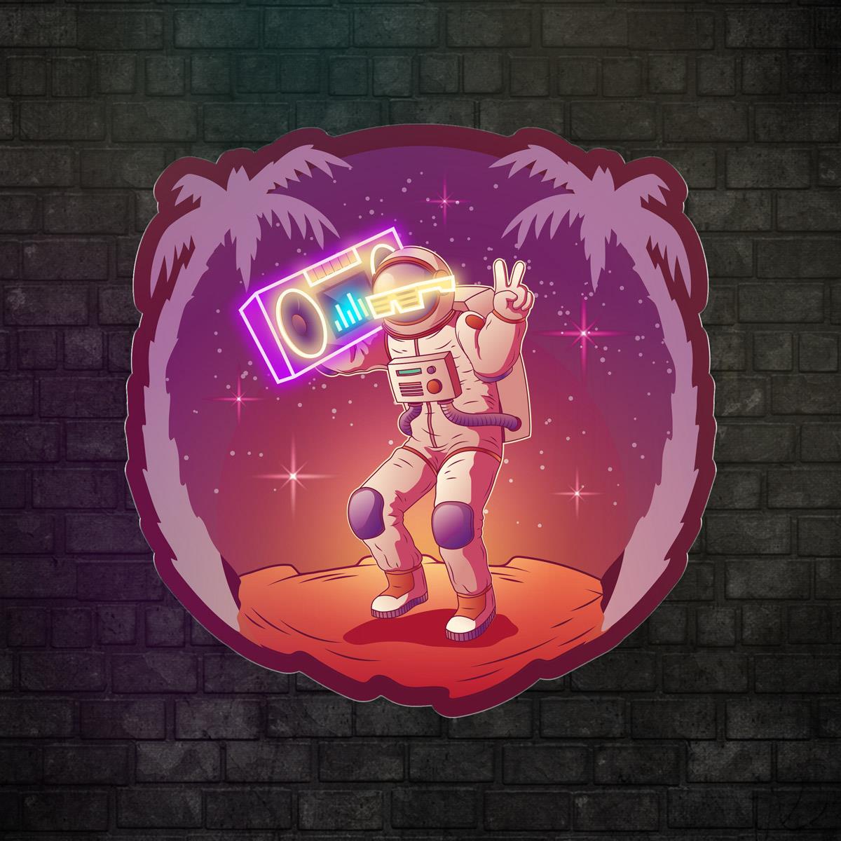 Kozmik Vibe Baskılı Neon Tabela