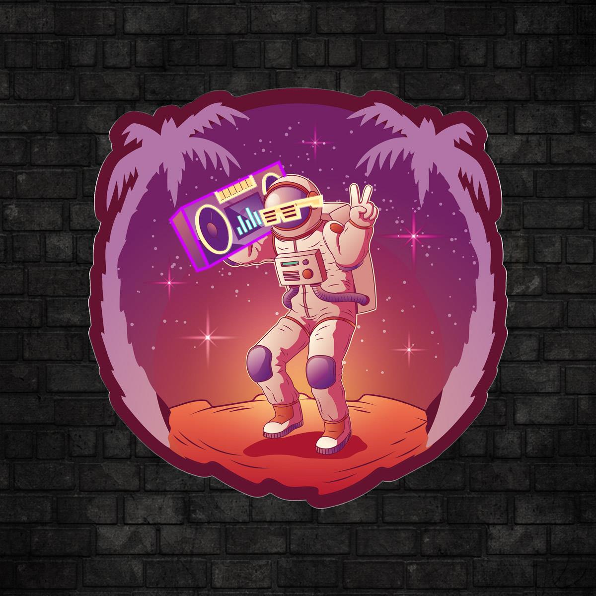 Kozmik Vibe Baskılı Neon Tabela
