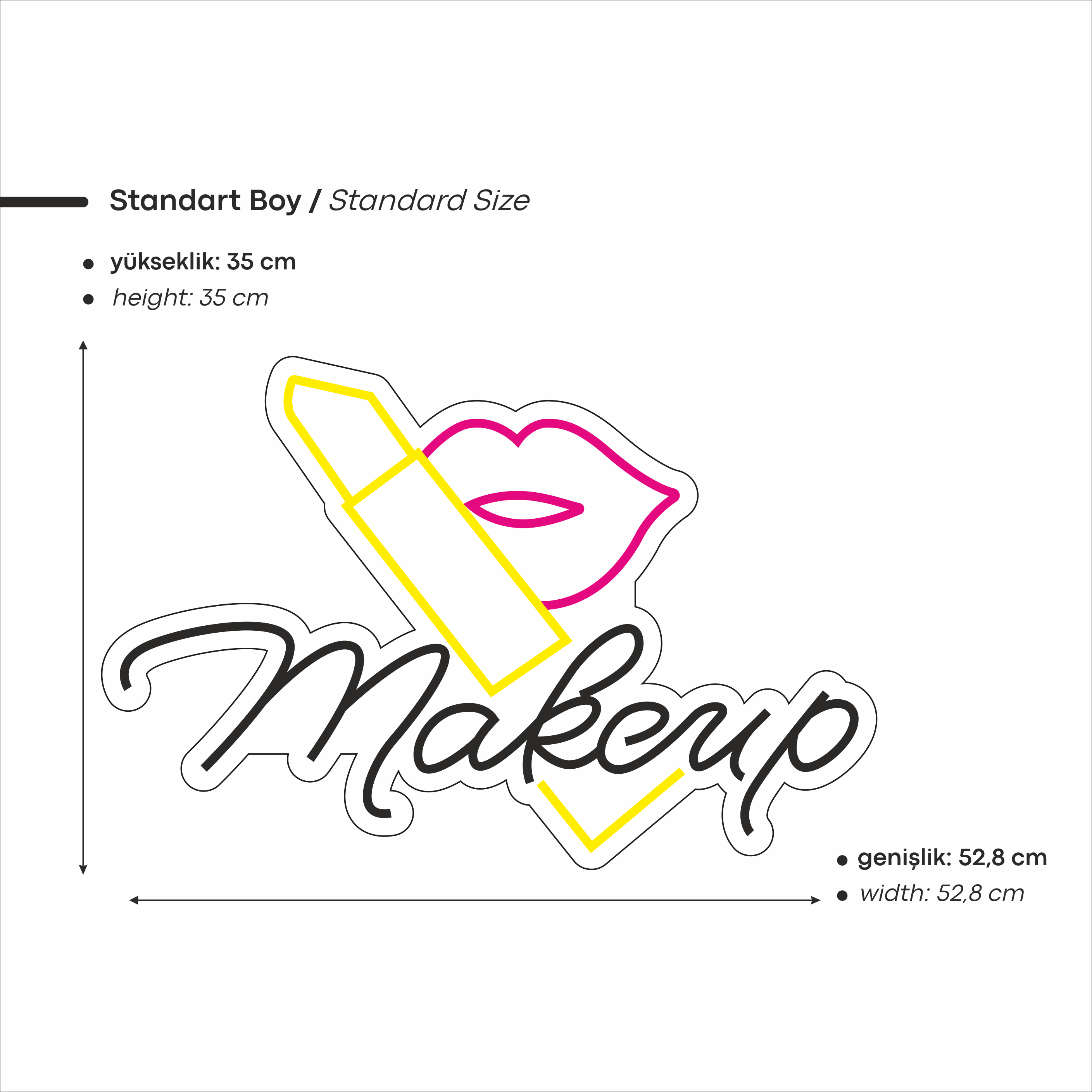 Make Up Yazılı Figürlü Neon Led Neon