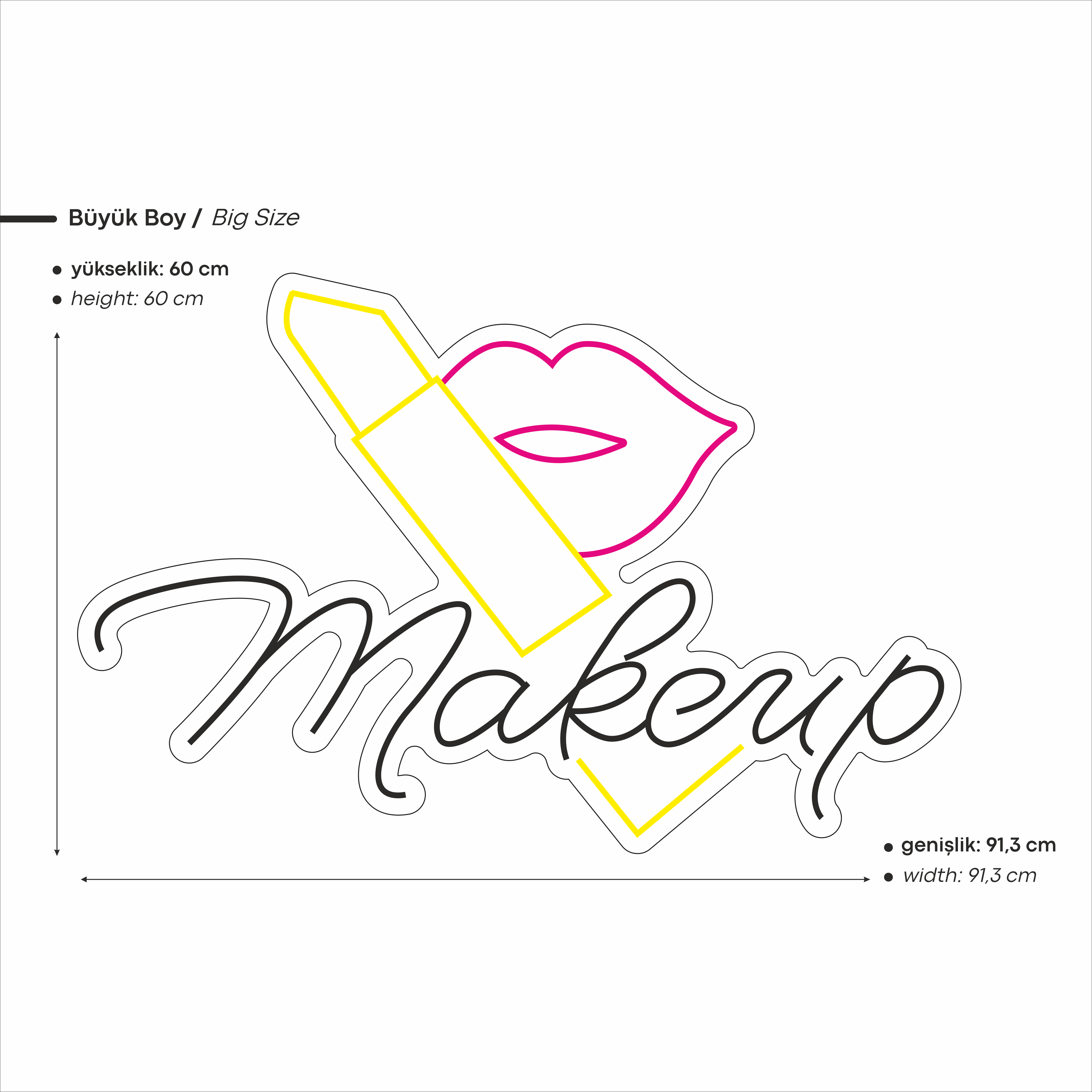 Make Up Yazılı Figürlü Neon Led Neon