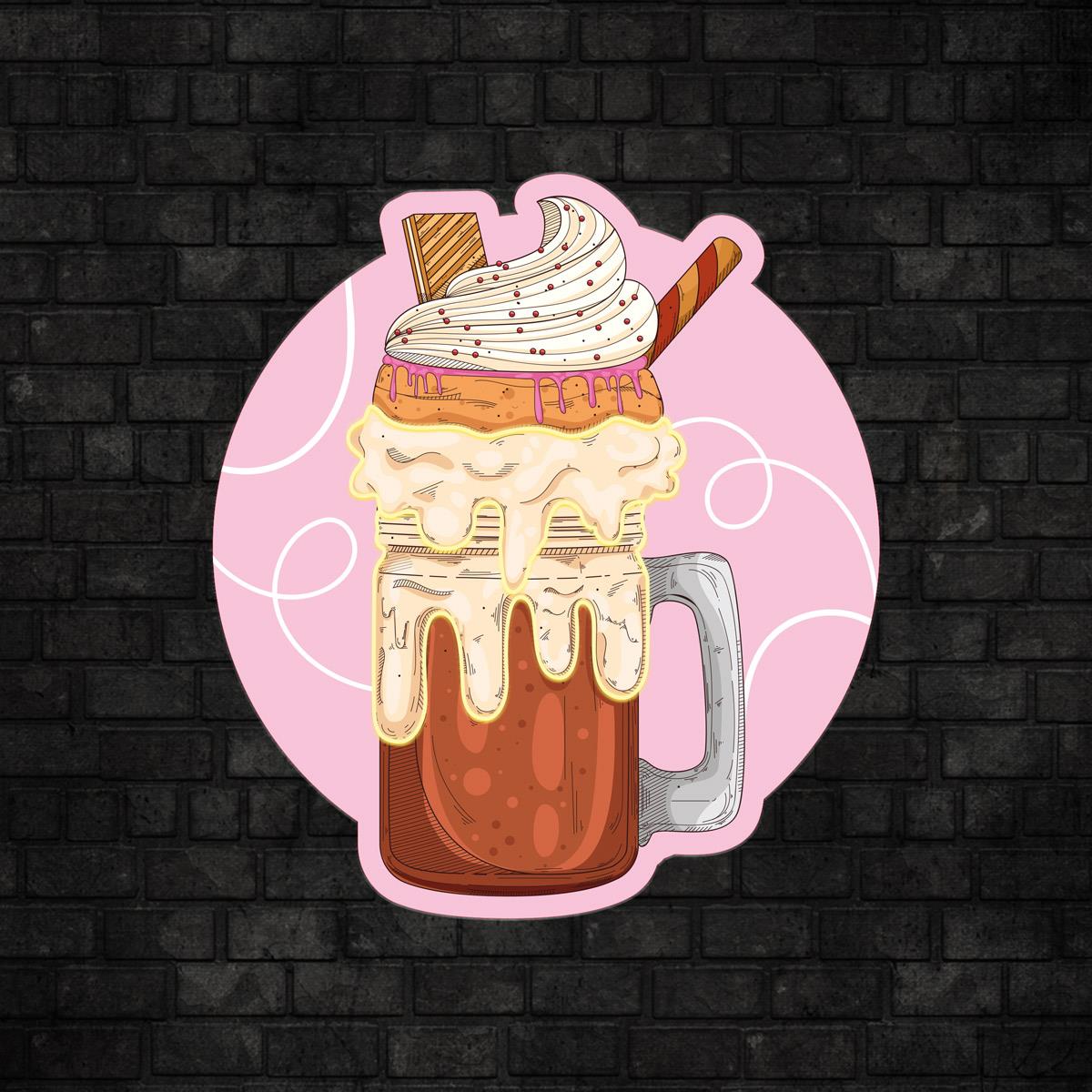 Milkshake Baskılı Neon Tabela
