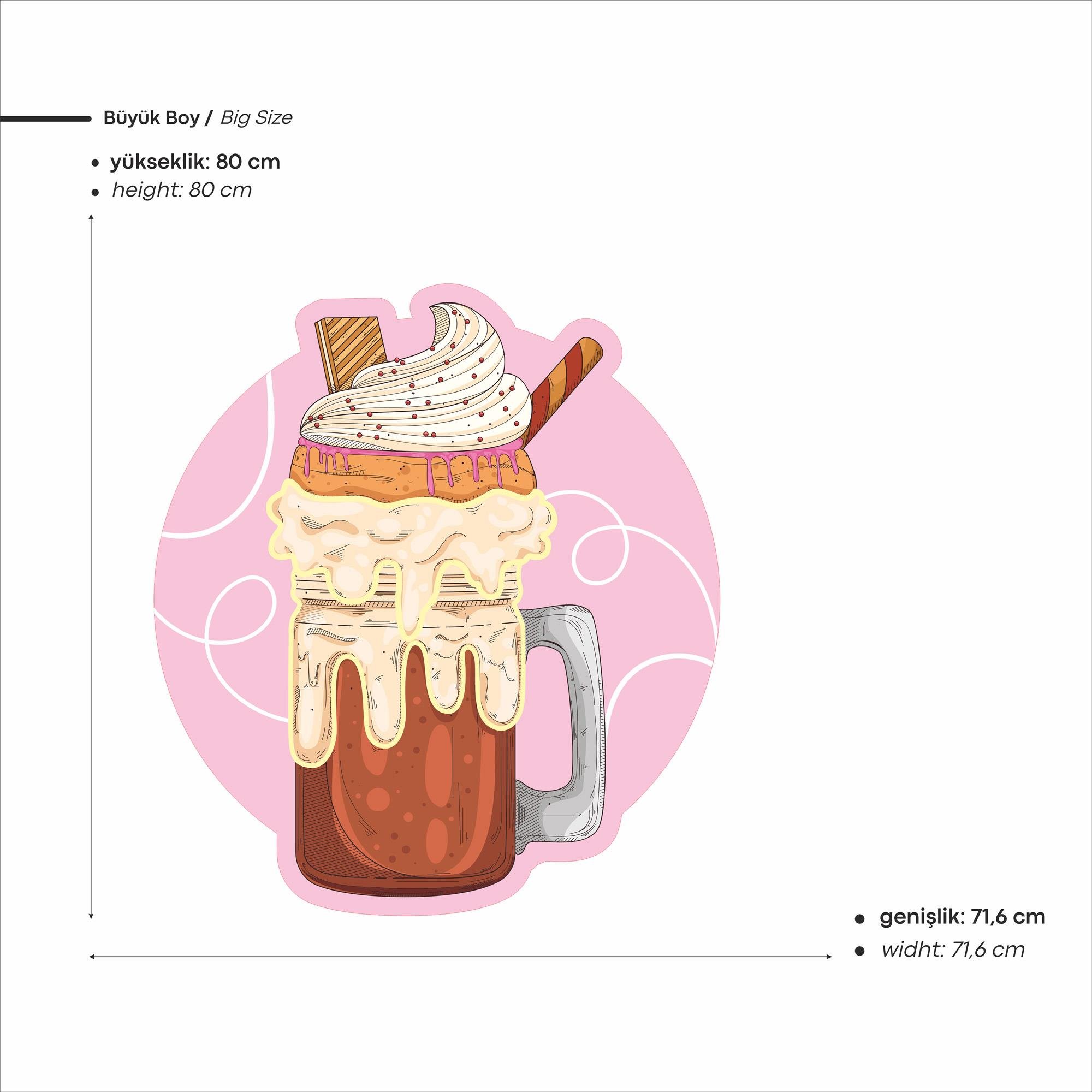 Milkshake Baskılı Neon Tabela