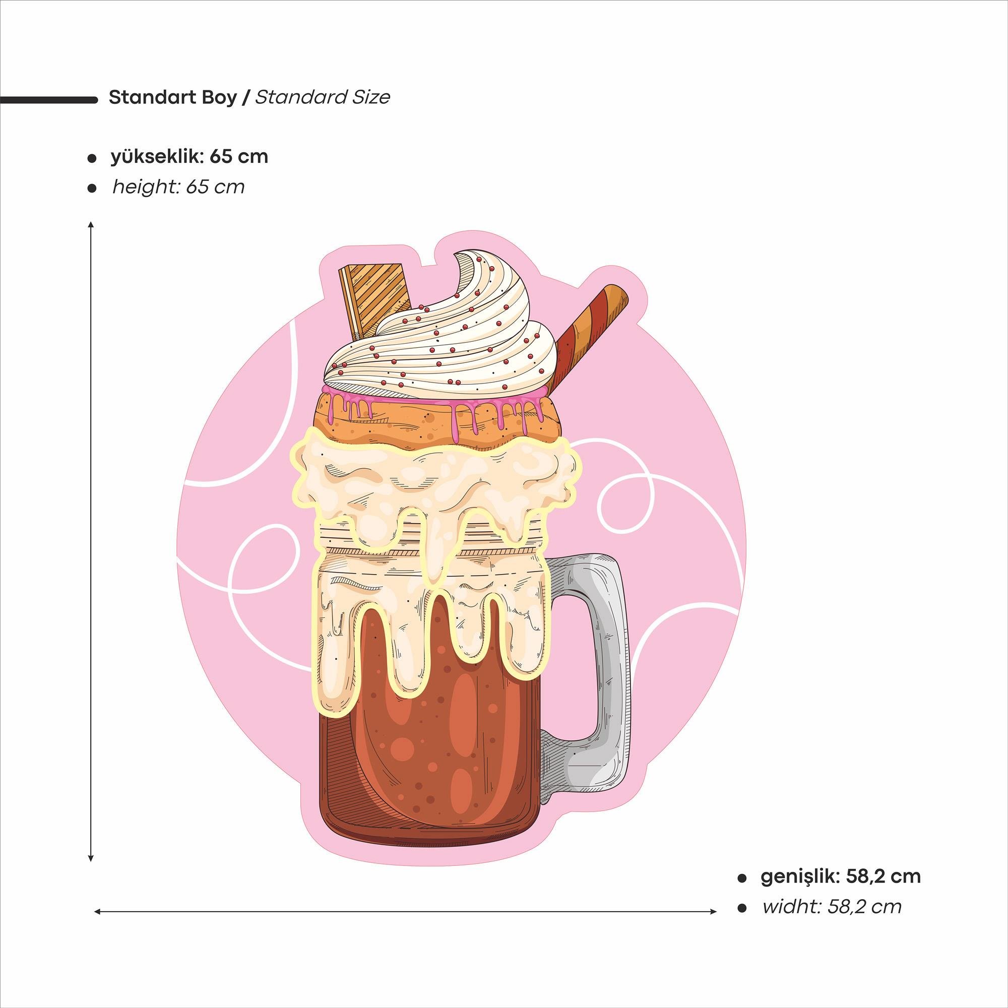 Milkshake Baskılı Neon Tabela