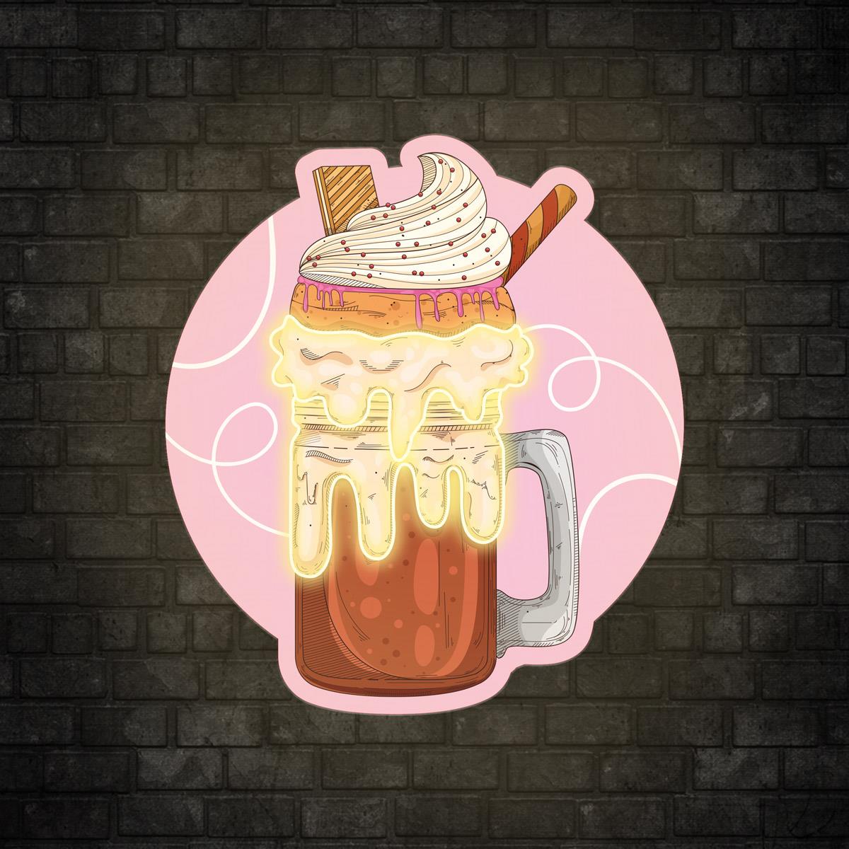 Milkshake Baskılı Neon Tabela