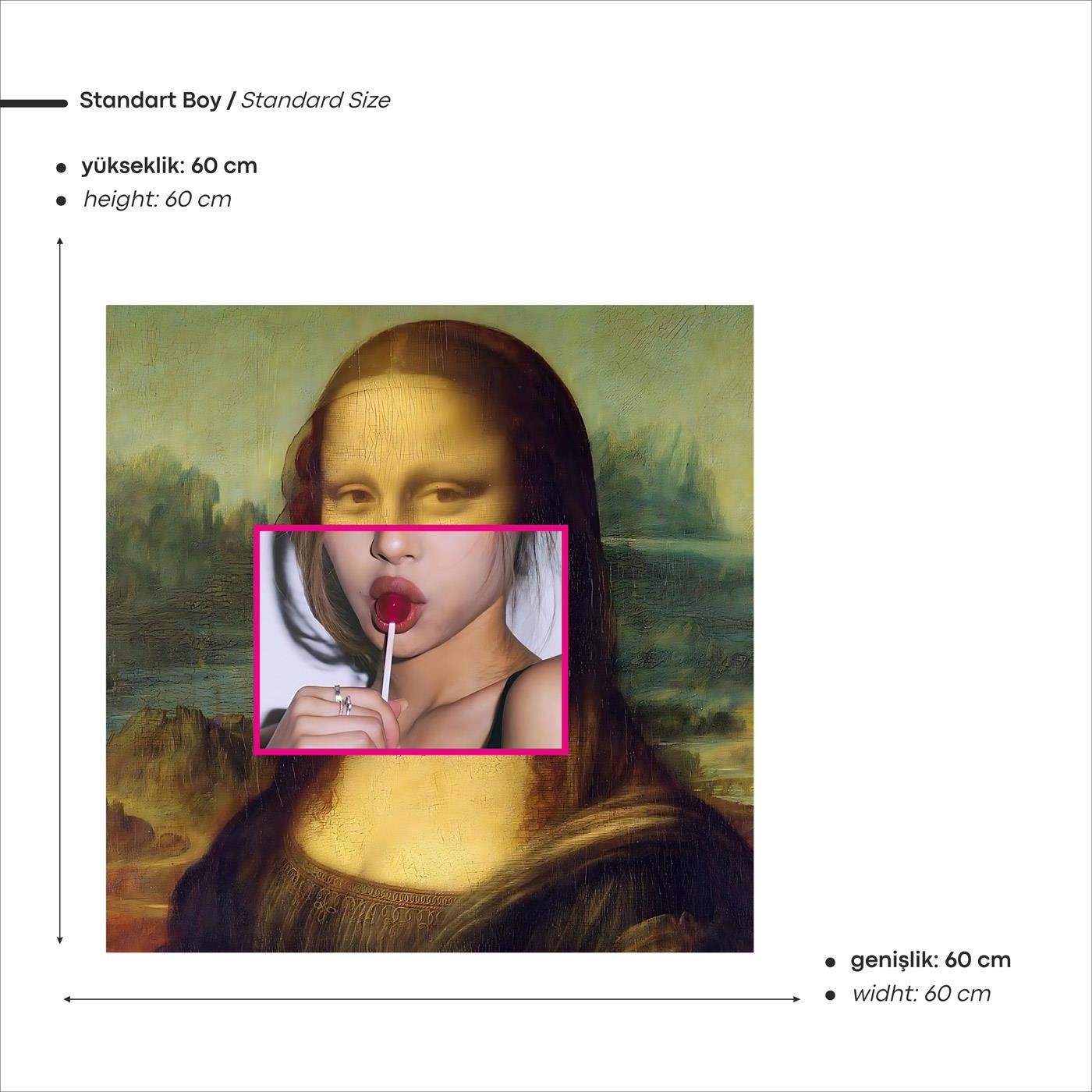Modern Mona Lisa Baskılı Neon Tabela