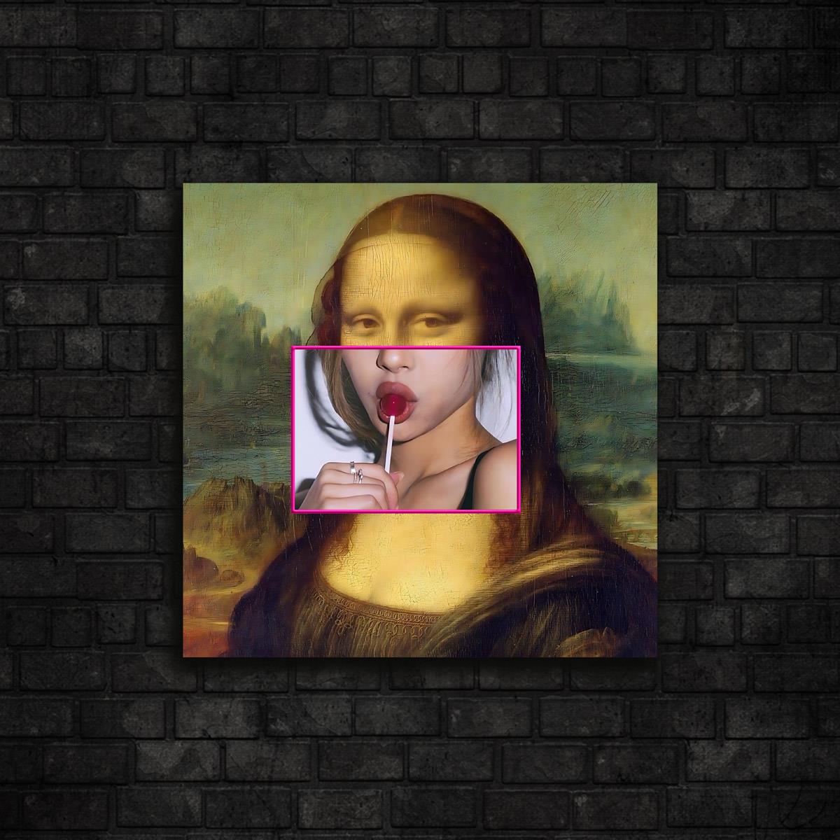 Modern Mona Lisa Baskılı Neon Tabela