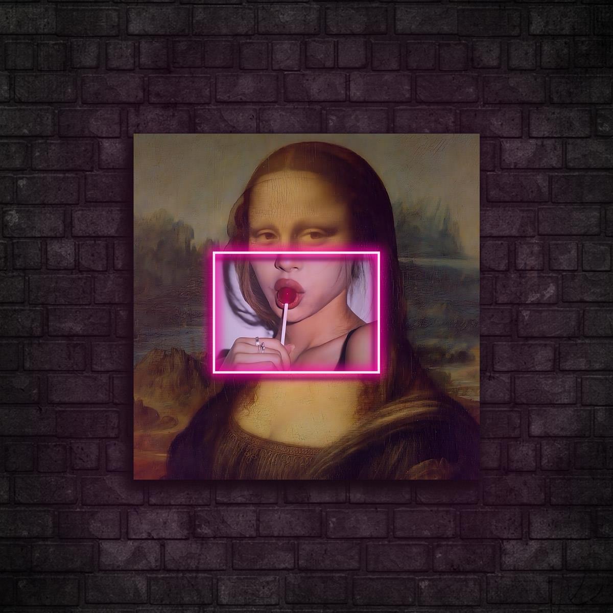 Modern Mona Lisa Baskılı Neon Tabela