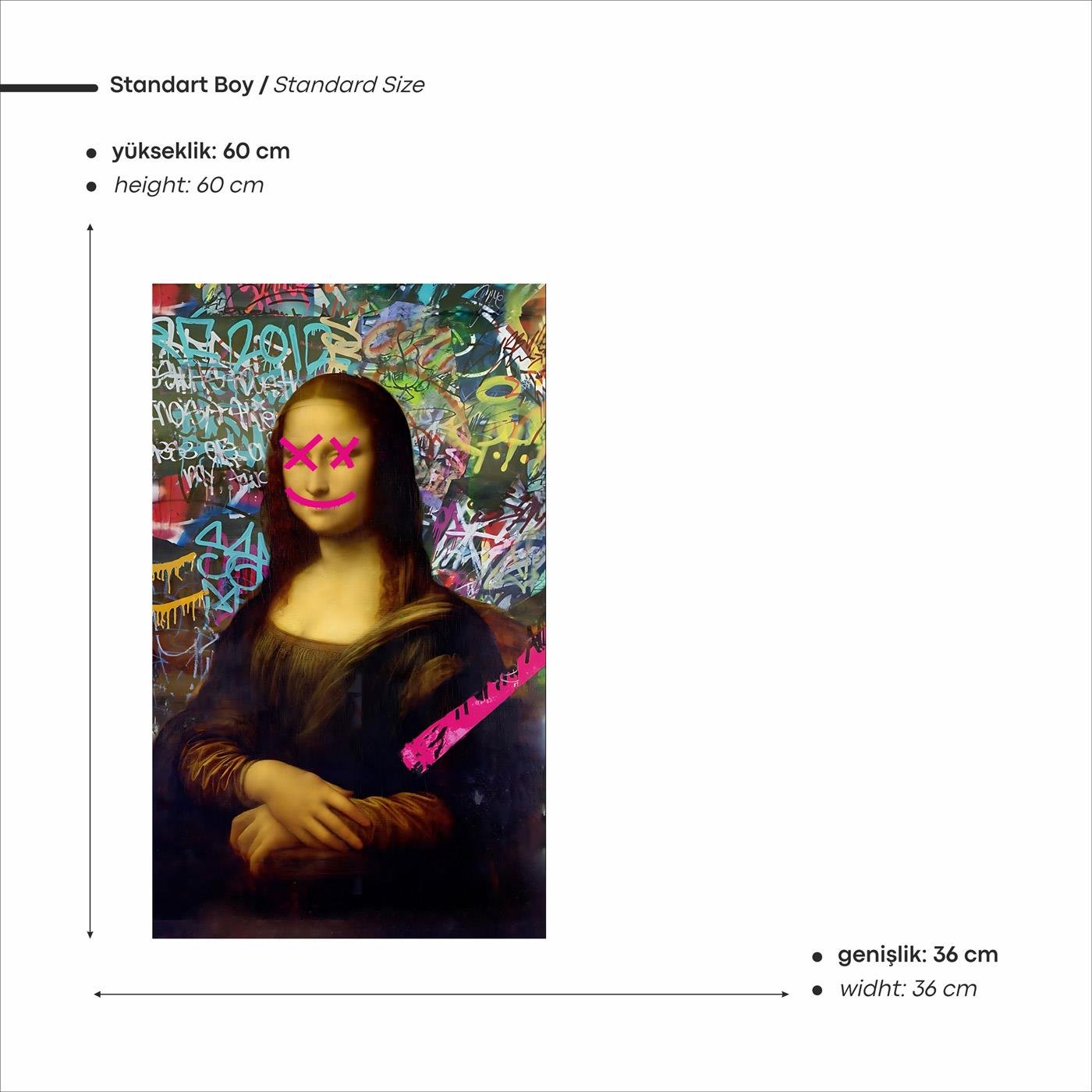Mona Lisa Graffiti Baskılı Neon Tabela