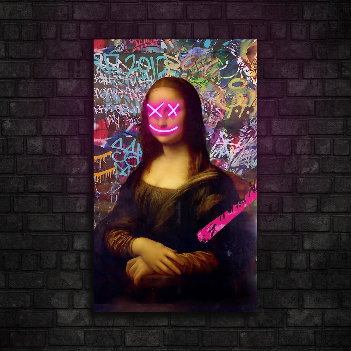 Mona Lisa Graffiti Baskılı Neon Tabela