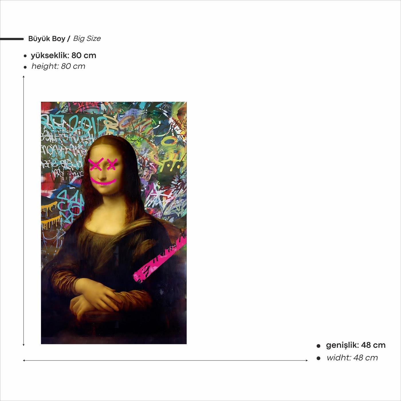 Mona Lisa Graffiti Baskılı Neon Tabela