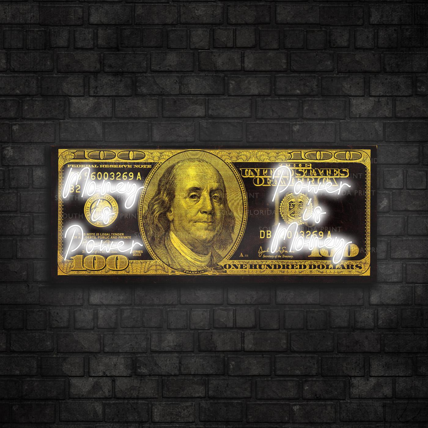 Money is Power Baskılı Neon Tabela