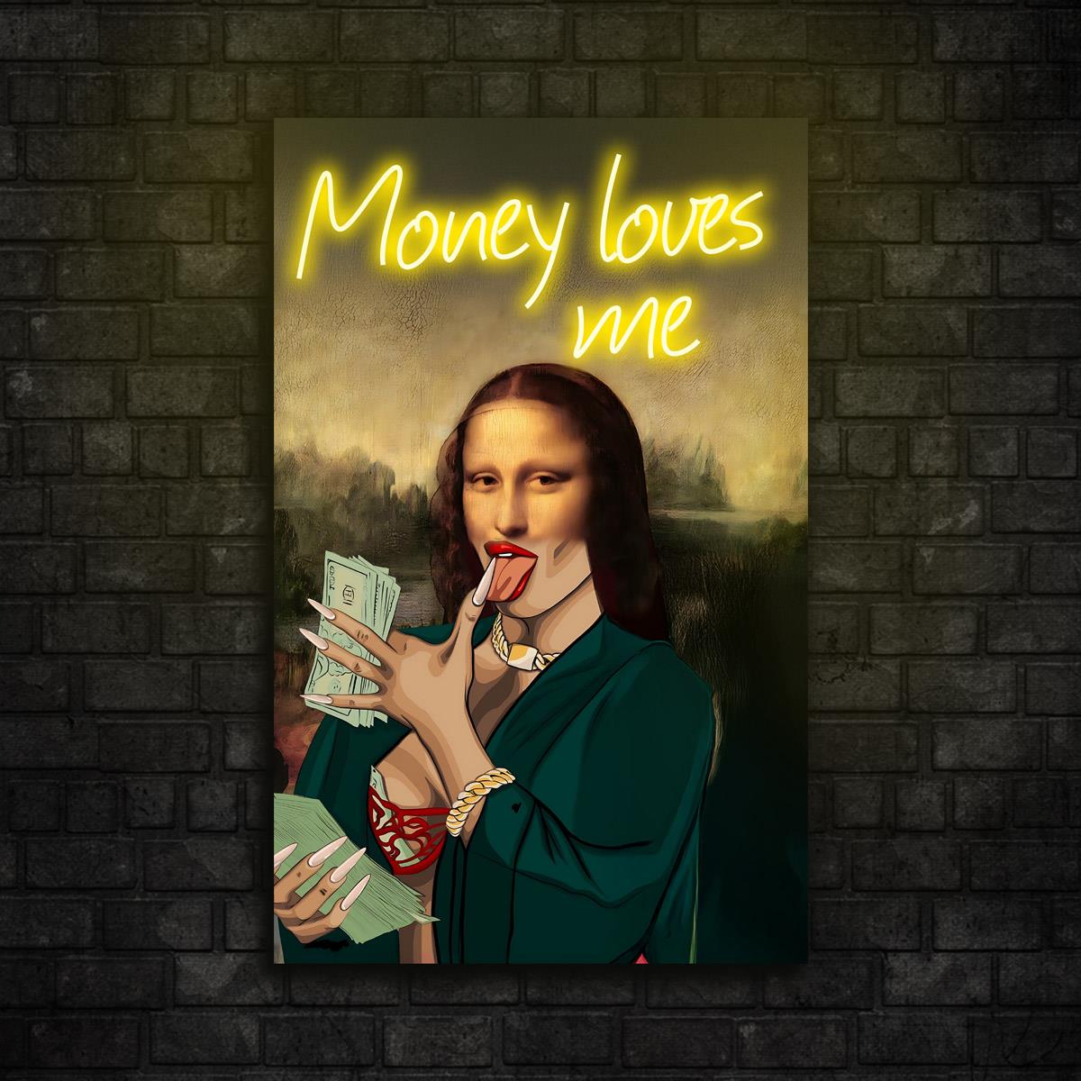 Money Lisa Baskılı Neon Tabela