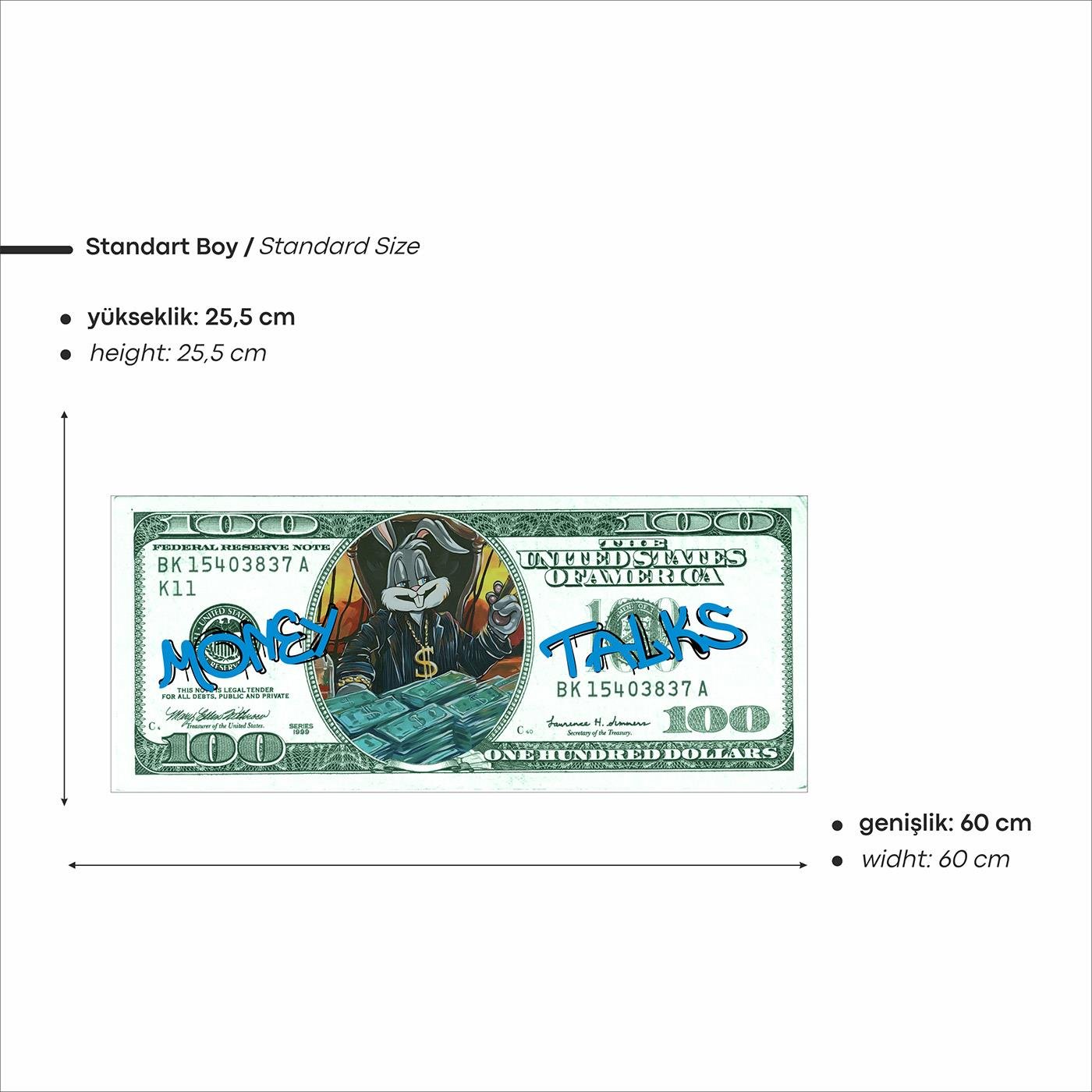 Money Tolks Dolar Baskılı Neon Tabela