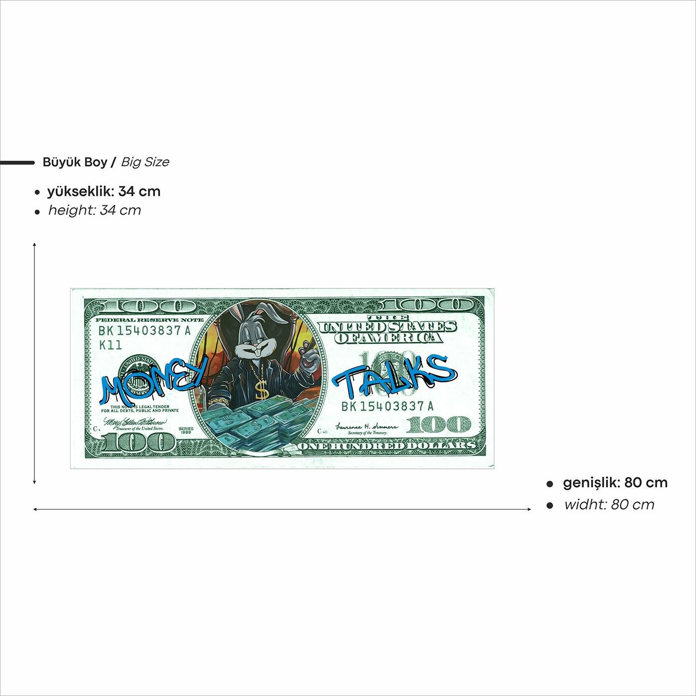 Money Tolks Dolar Baskılı Neon Tabela