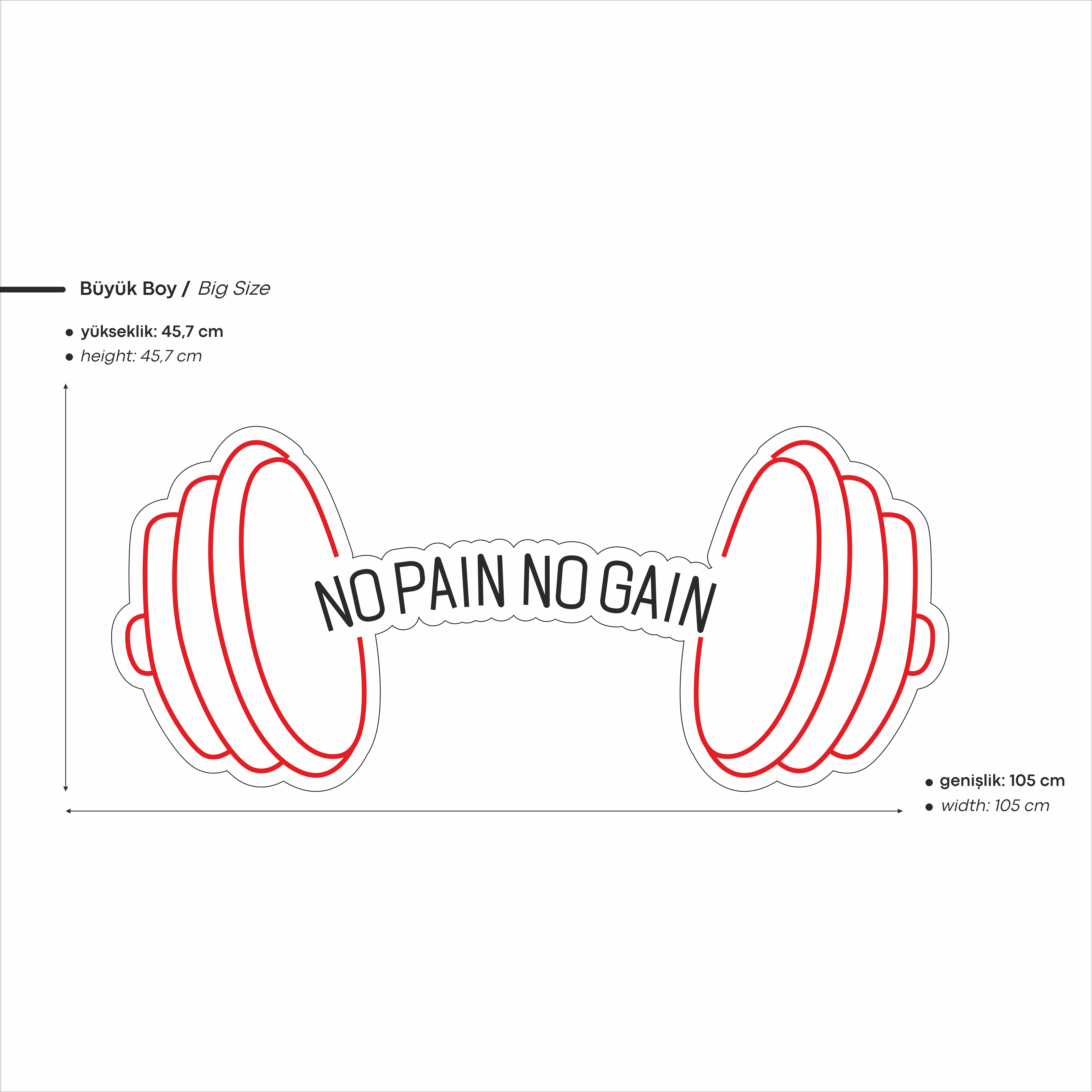 No Pain No Gain Yazılı Figürlü Led Neon