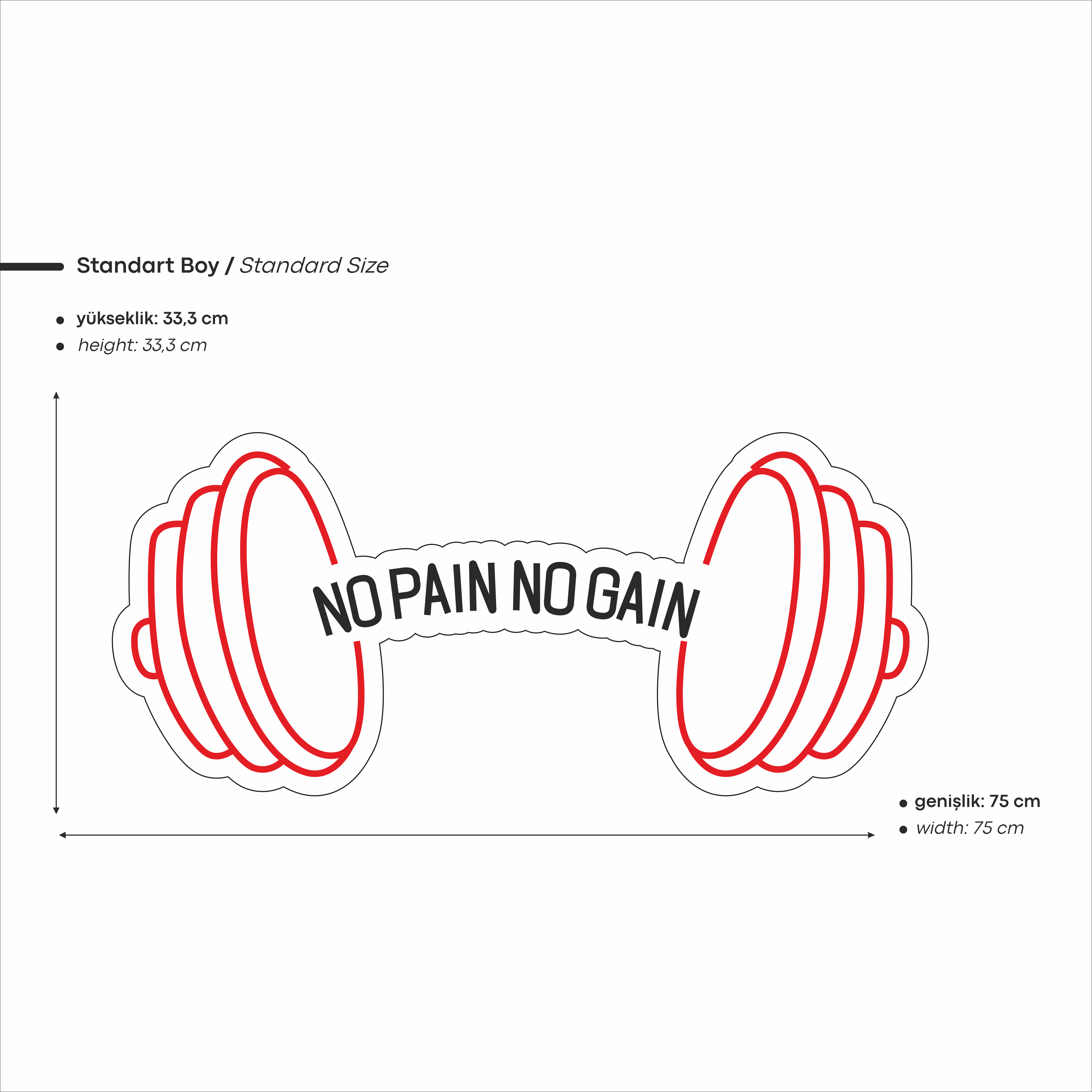 No Pain No Gain Yazılı Figürlü Led Neon