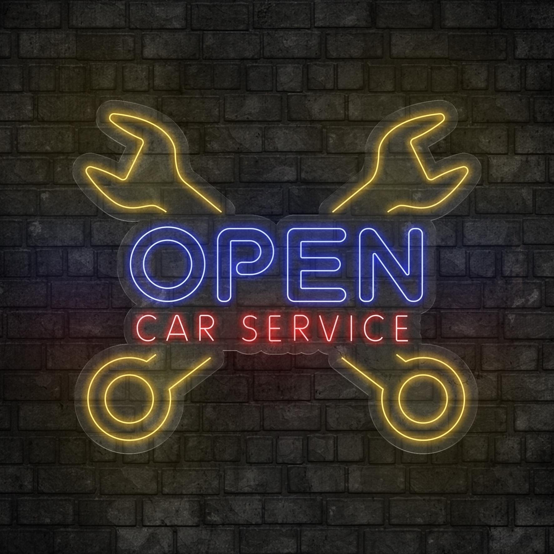 Open Car Service Yazılı Led Neon