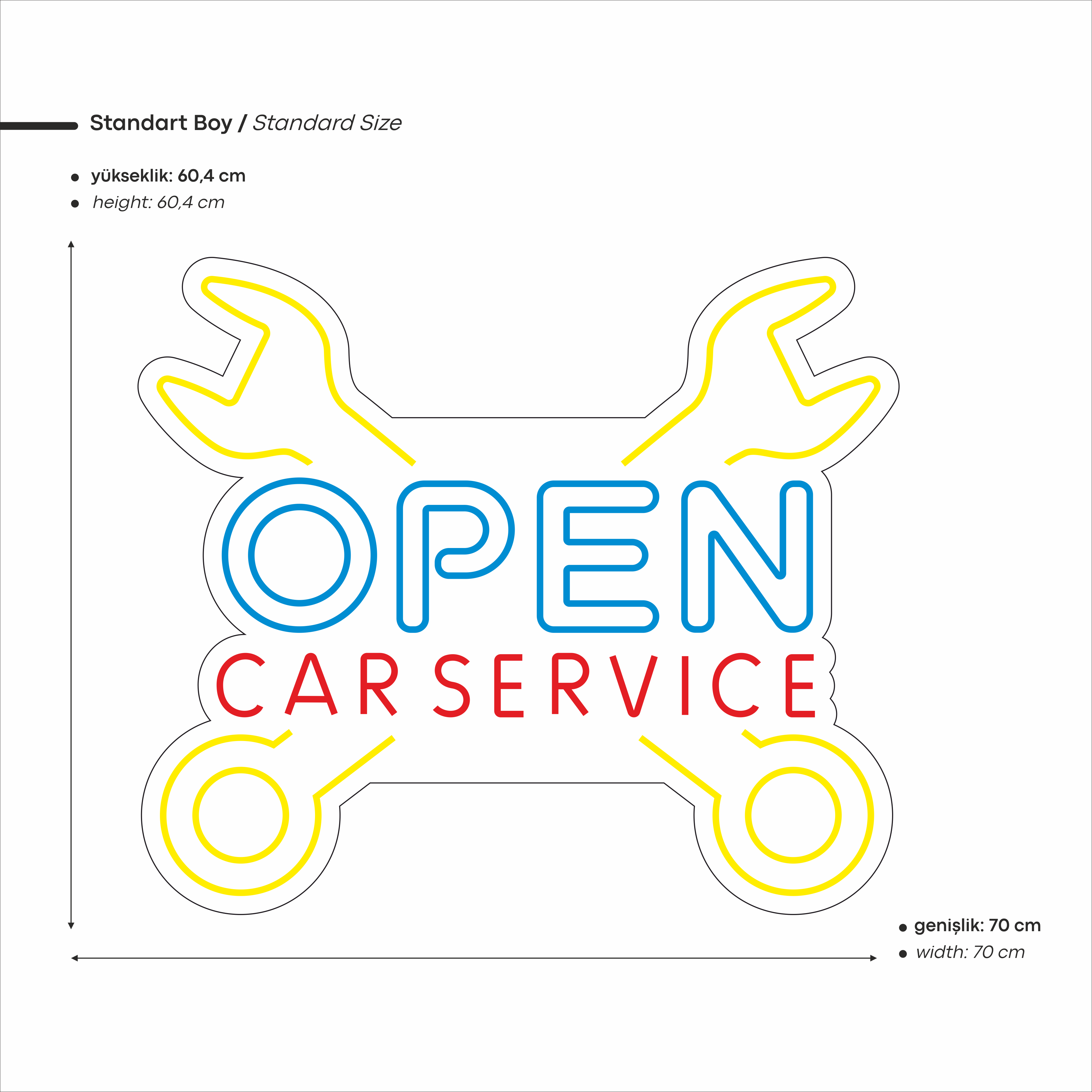Open Car Service Yazılı Led Neon
