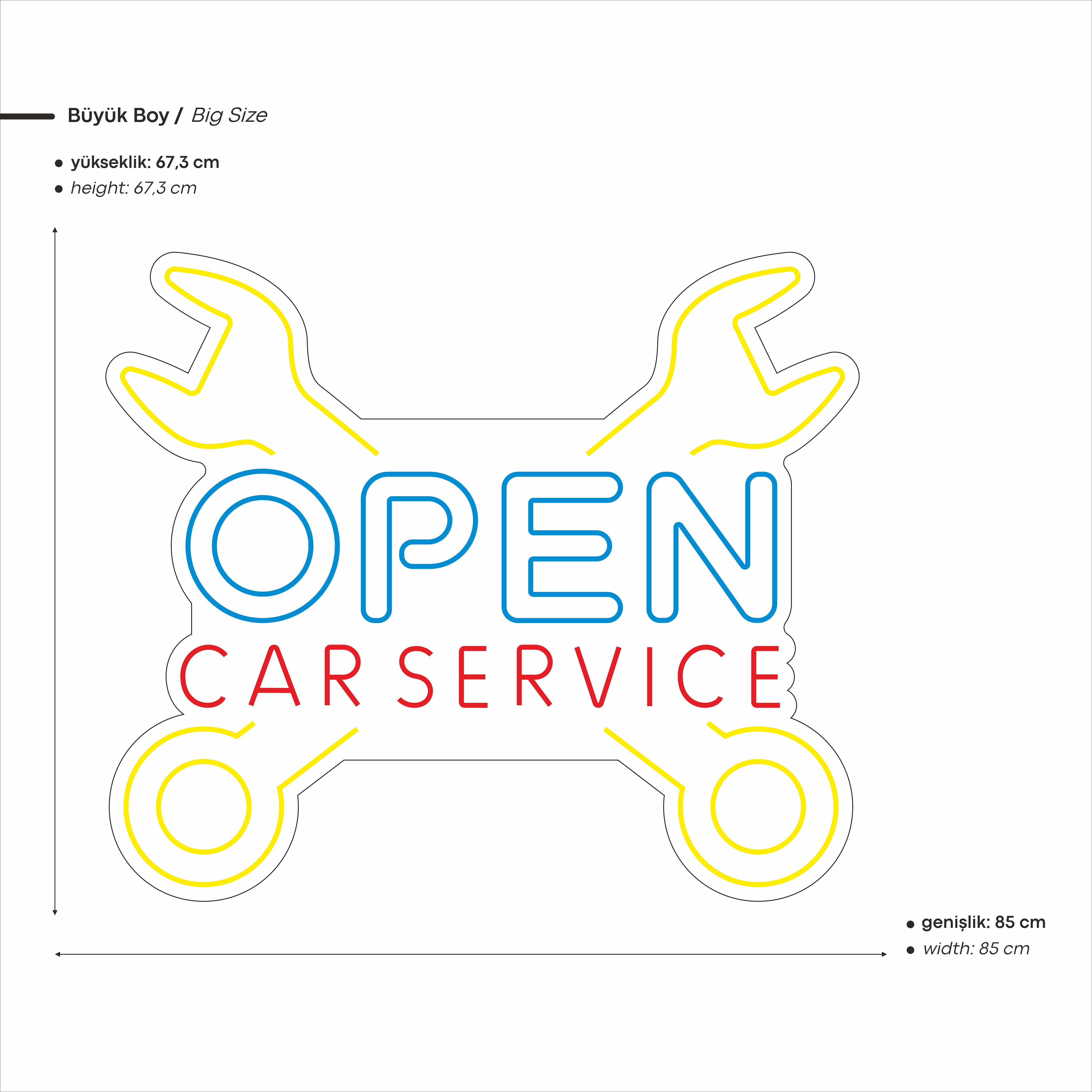 Open Car Service Yazılı Led Neon