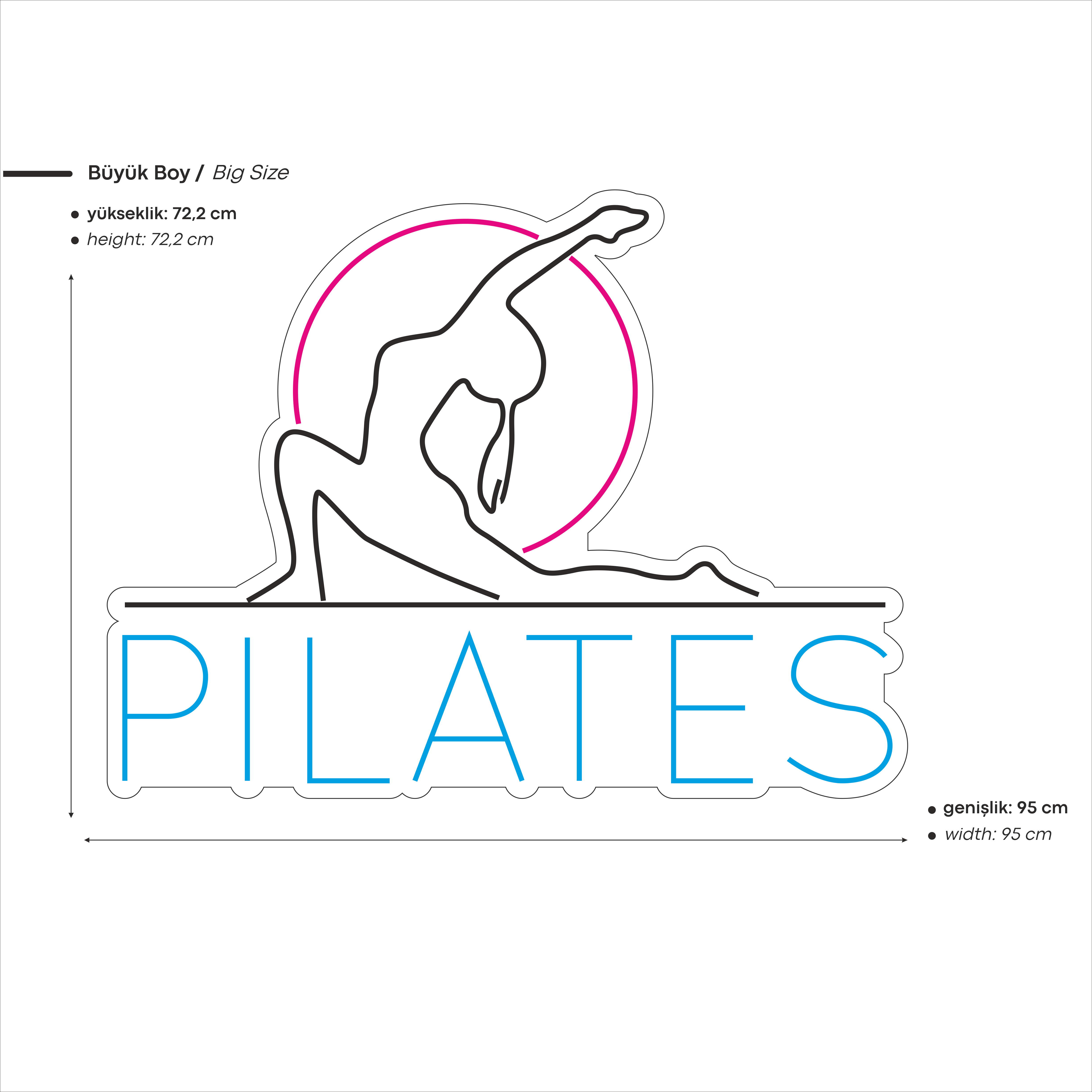 Pilates Yazılı Figürlü Led Neon