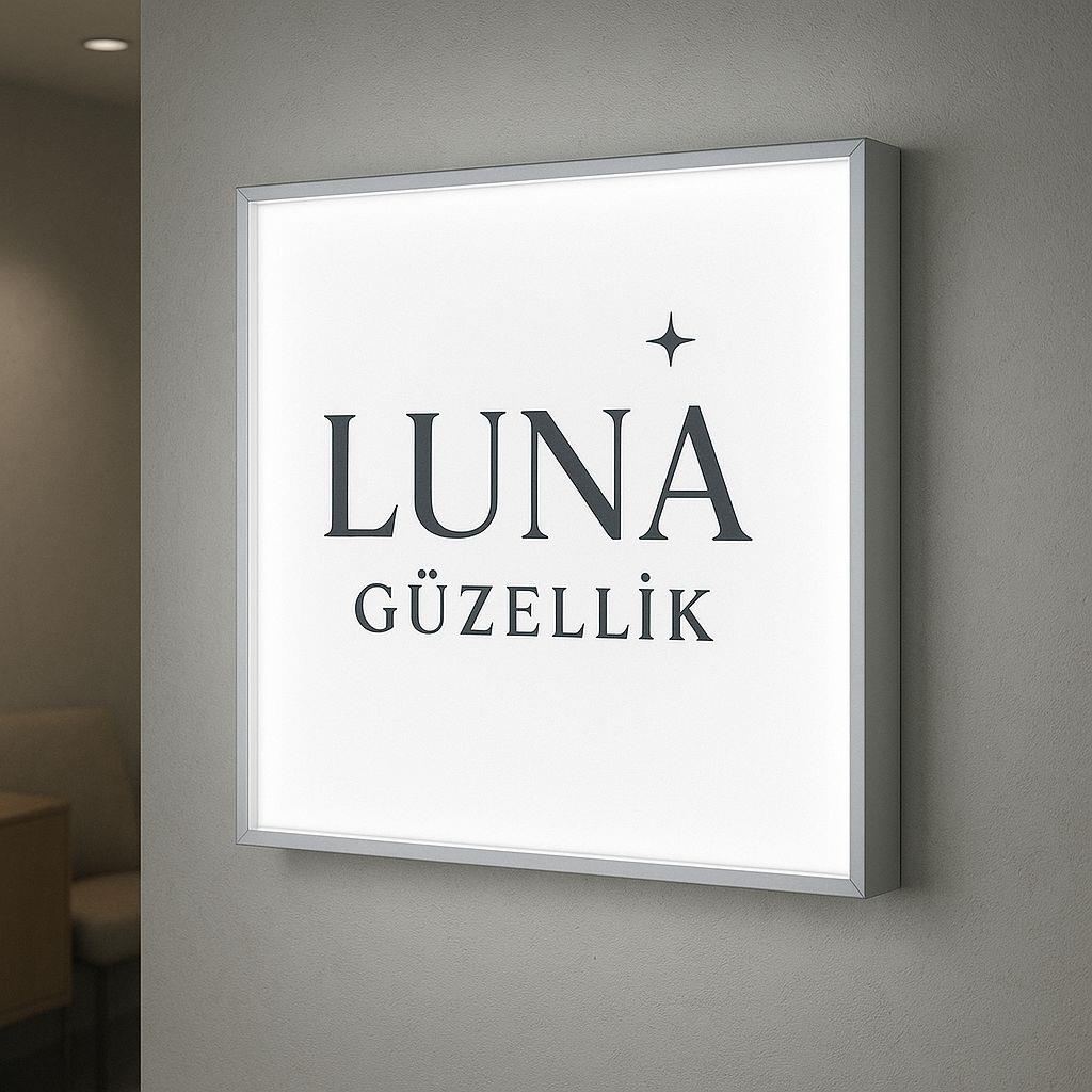 Pleksi Kare Işıklı Logo Beyaz Led (Ölçü Seçenekli)