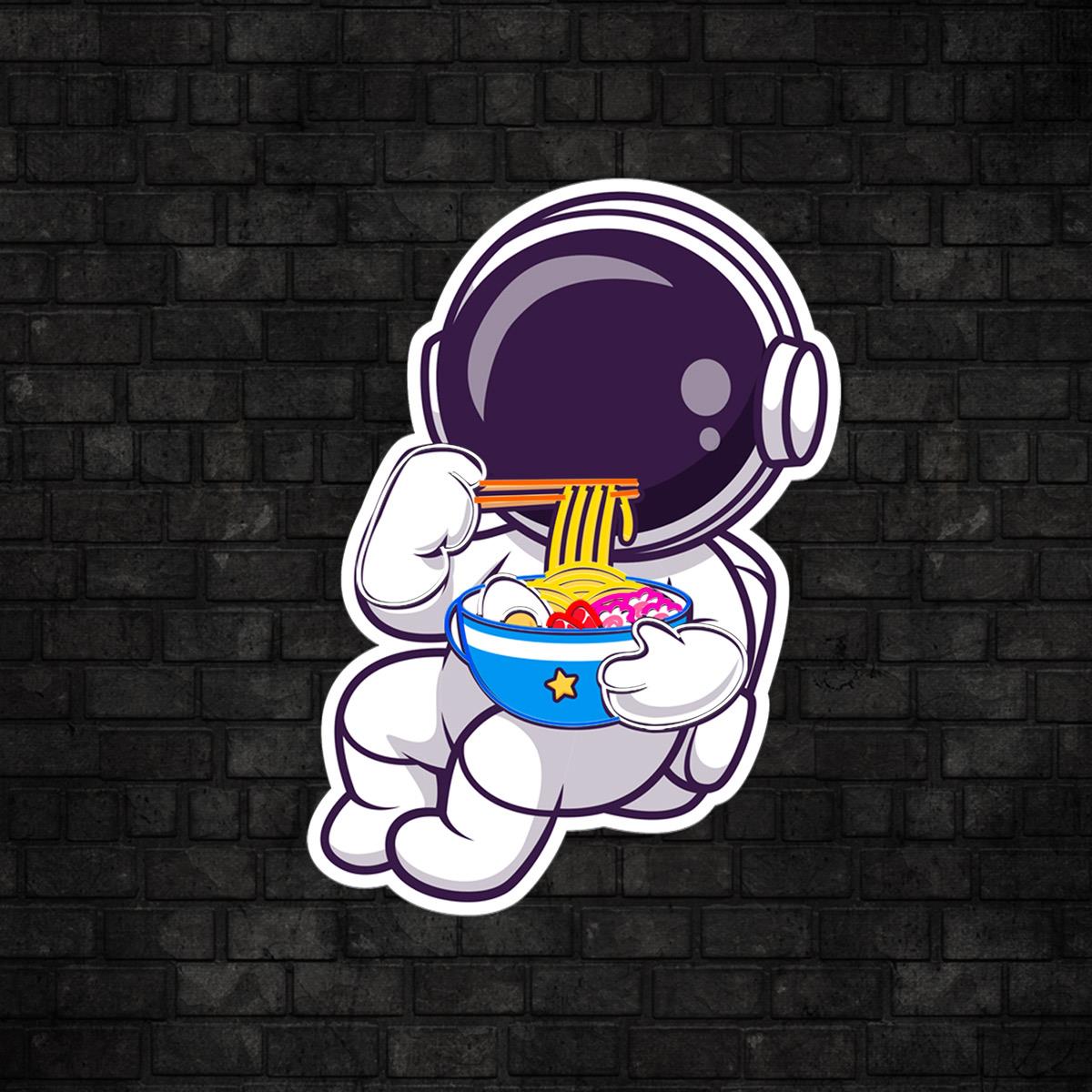 Ramen Astronot Baskılı Neon Tabela