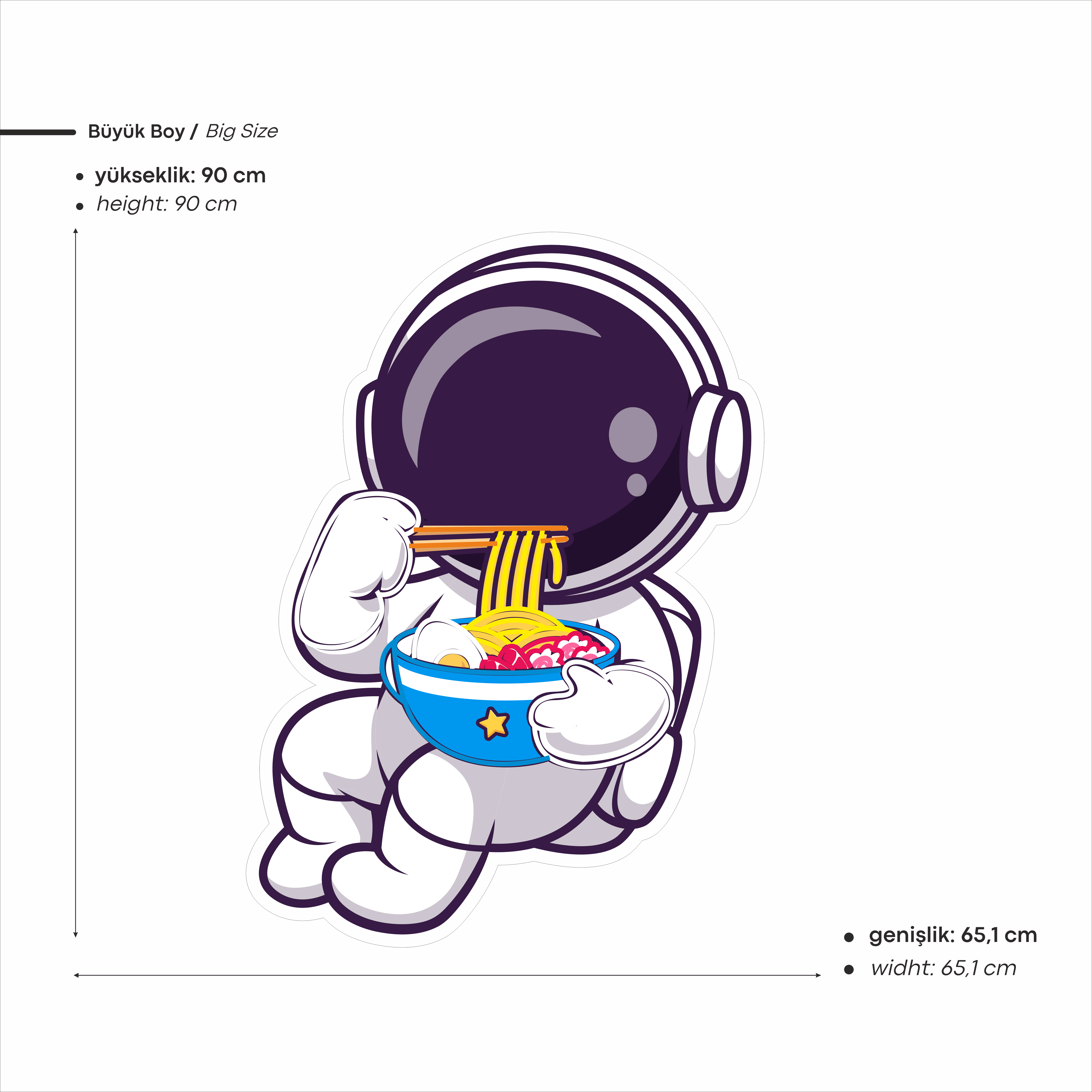 Ramen Astronot Baskılı Neon Tabela