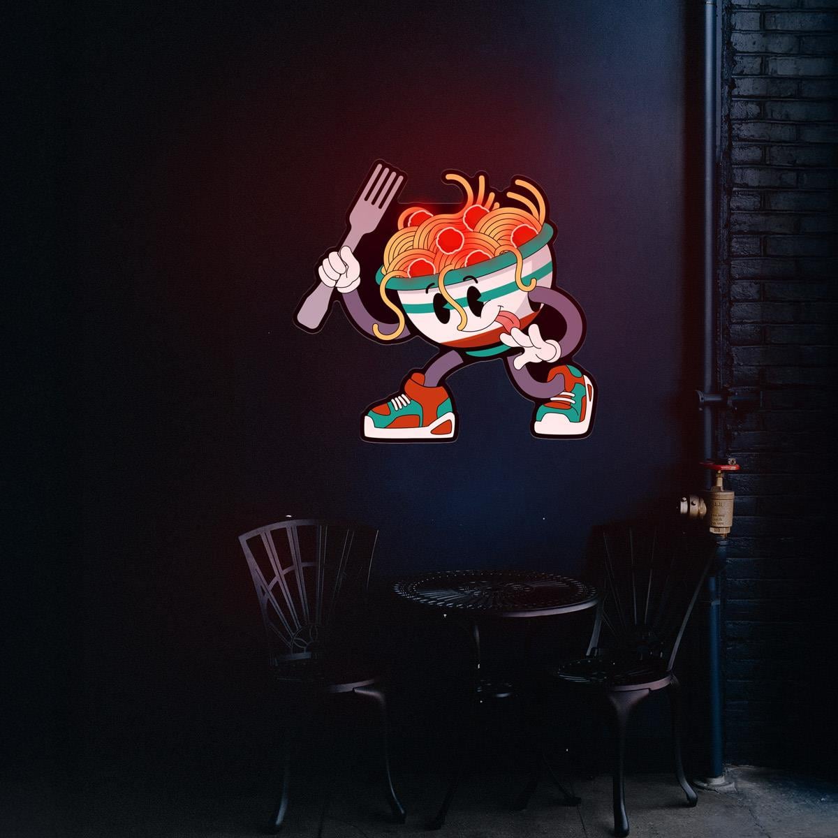 Spagetti Baskılı Neon Tabela