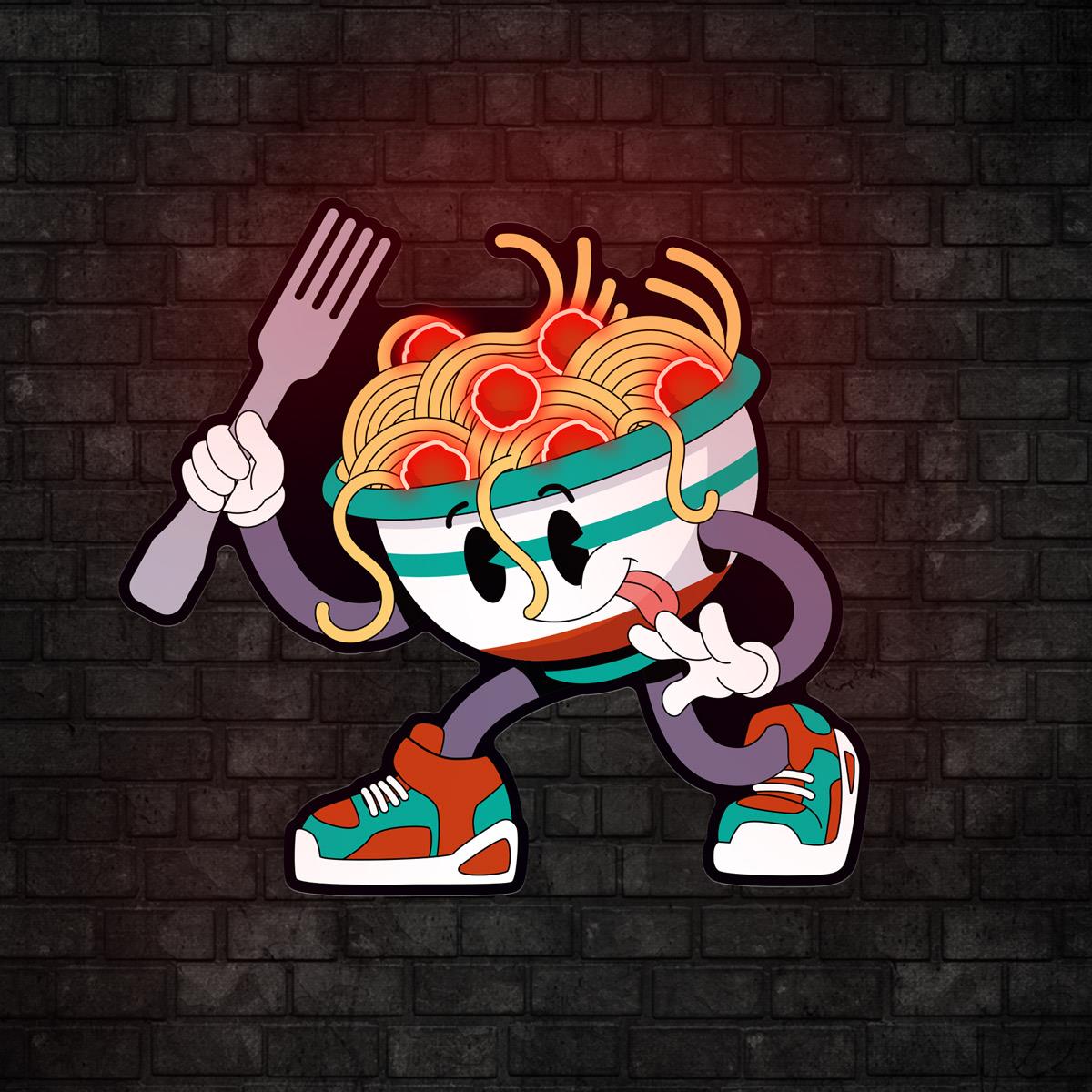 Spagetti Baskılı Neon Tabela