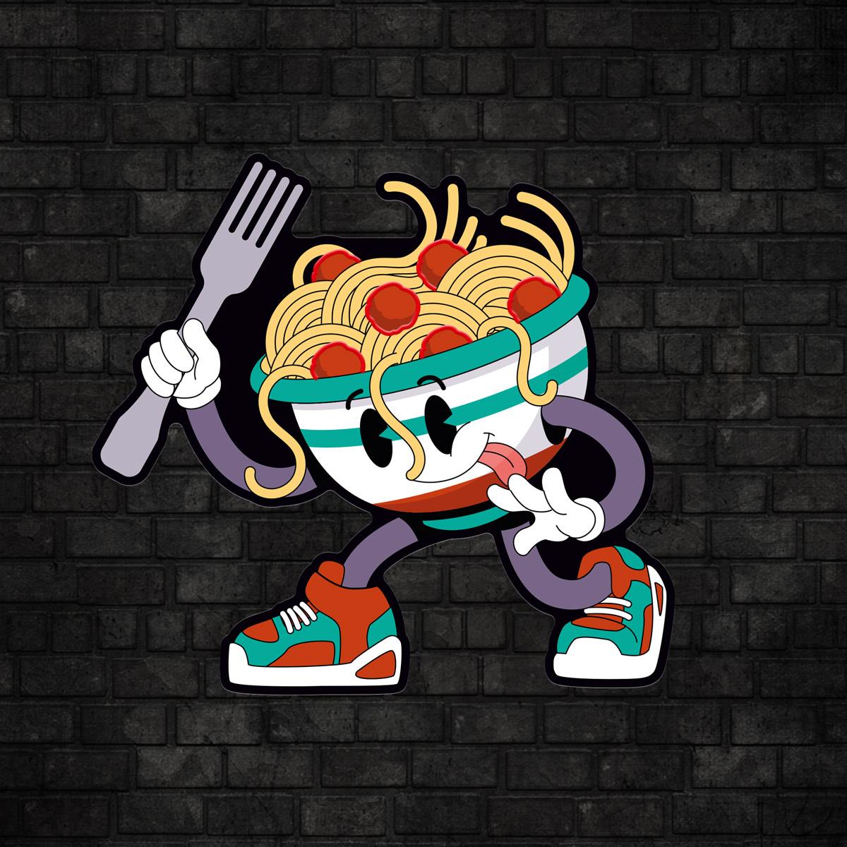Spagetti Baskılı Neon Tabela