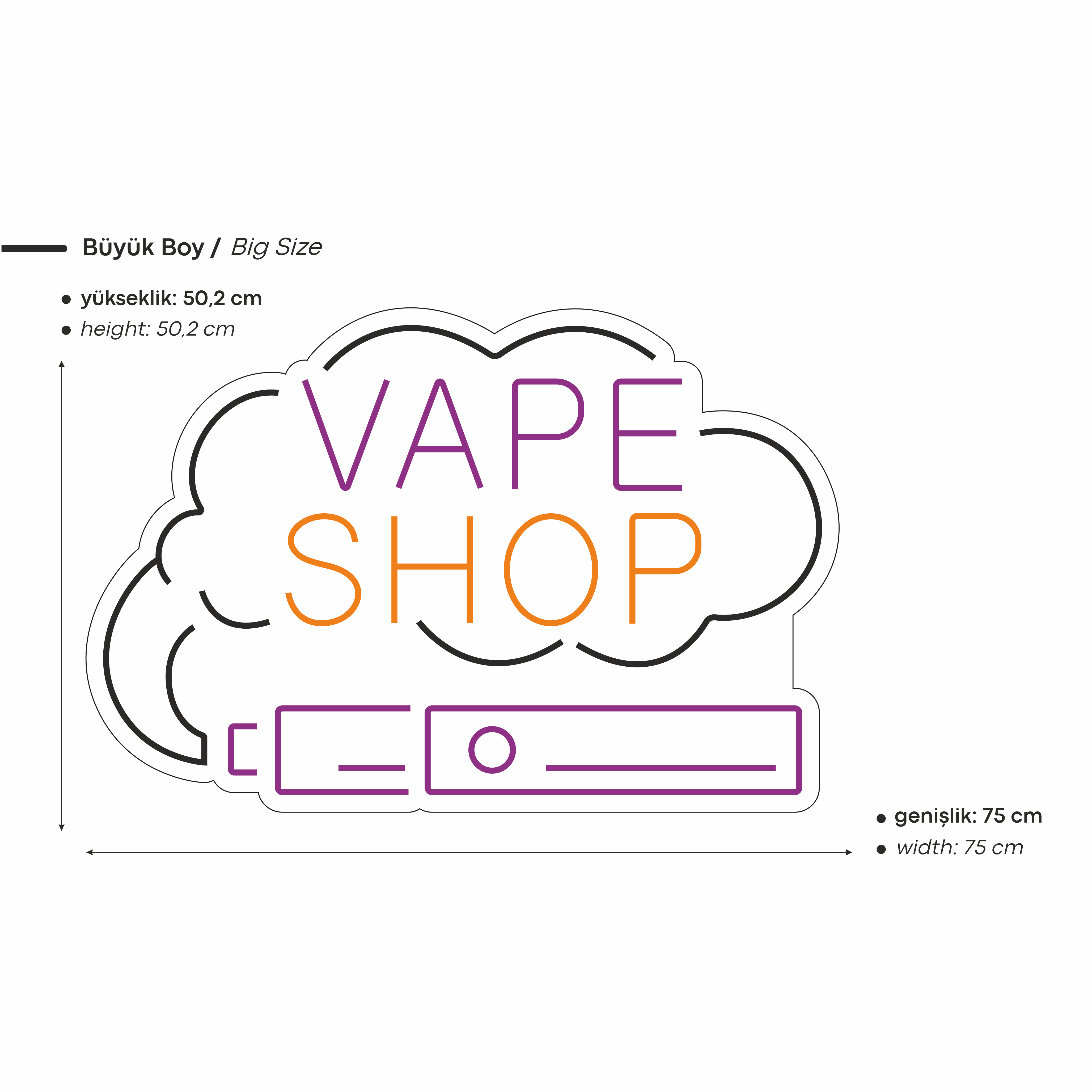 Vape Shop Yazılı Figürlü Led Neon