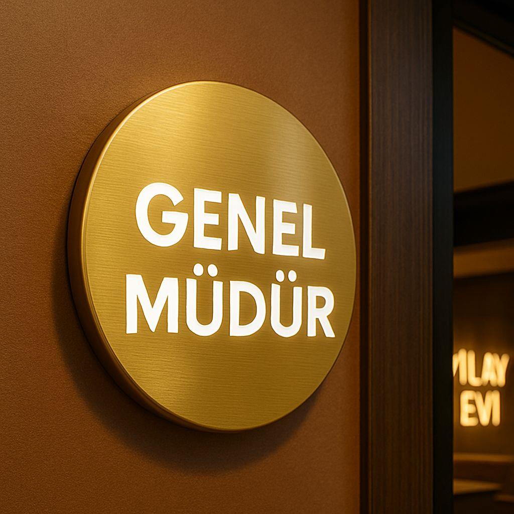 Yuvarlak Kapı İsimliği Gold Paslanmaz