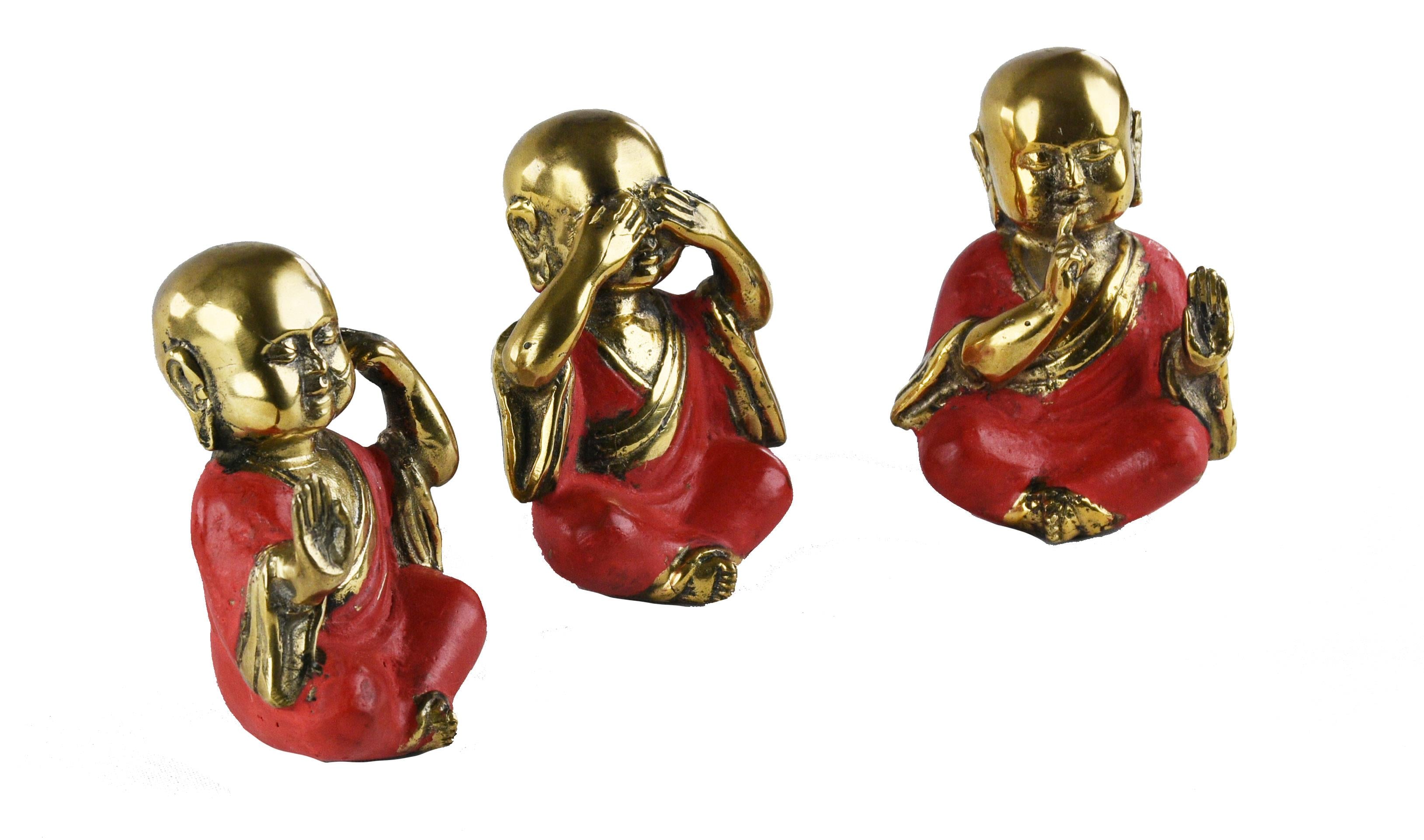 3lü Prinç Budha Set -Kırmızı ,Gold