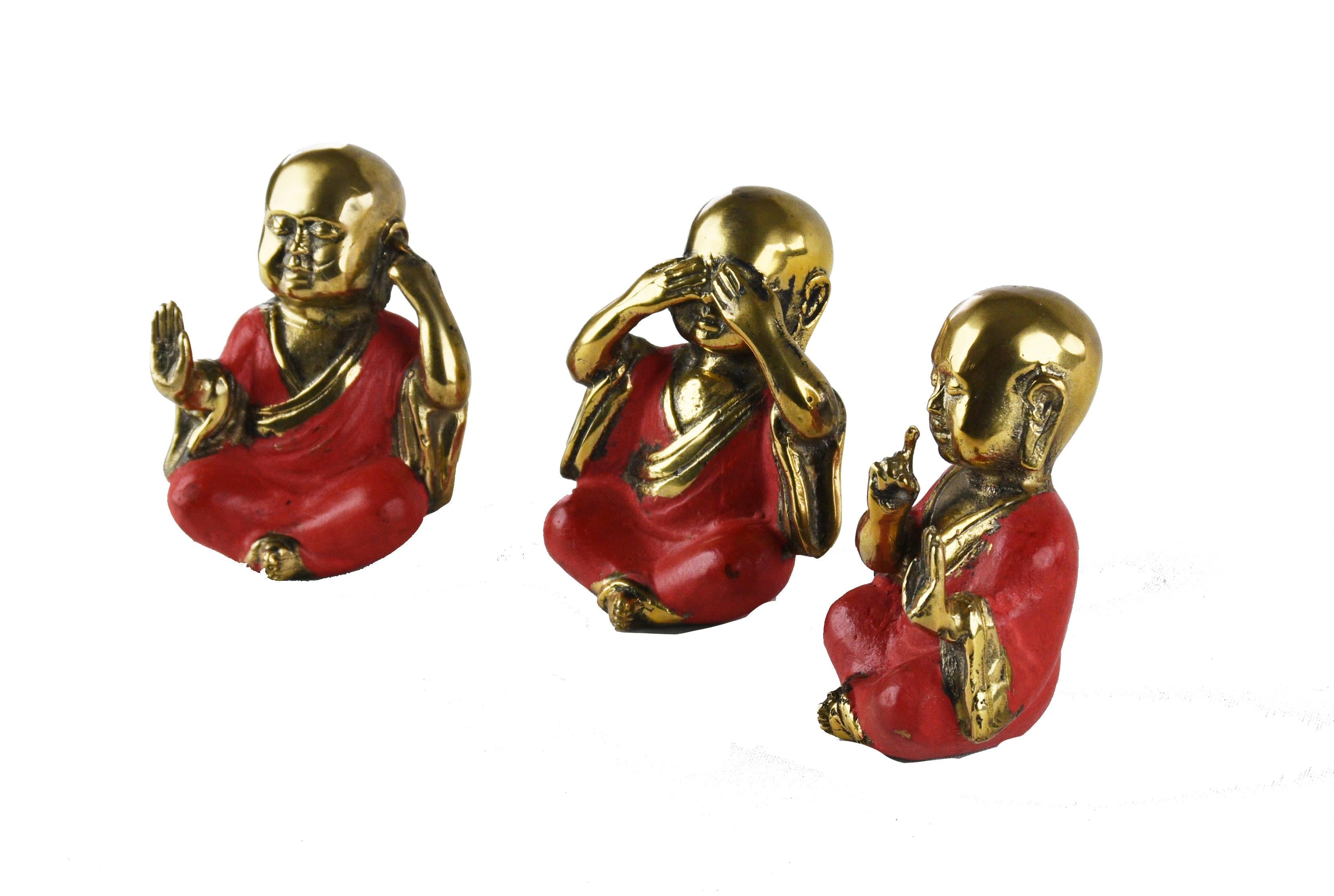 3lü Prinç Budha Set -Kırmızı ,Gold
