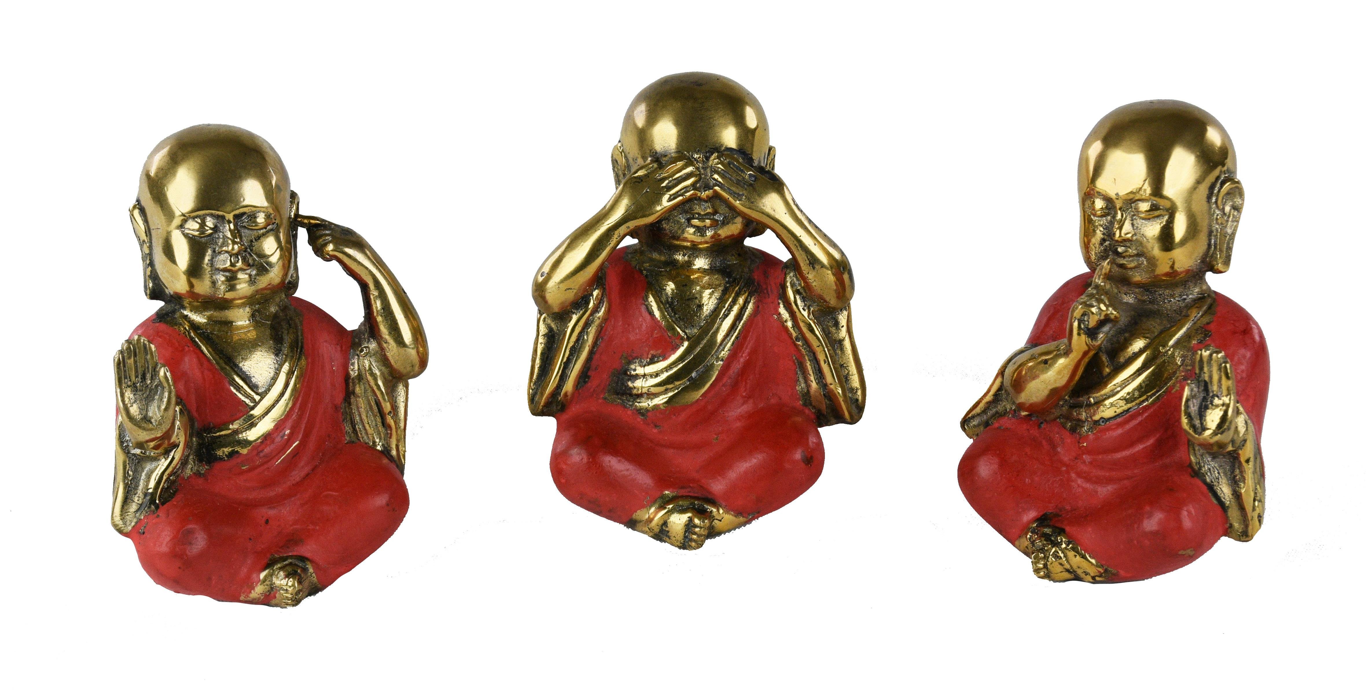 3lü Prinç Budha Set -Kırmızı ,Gold
