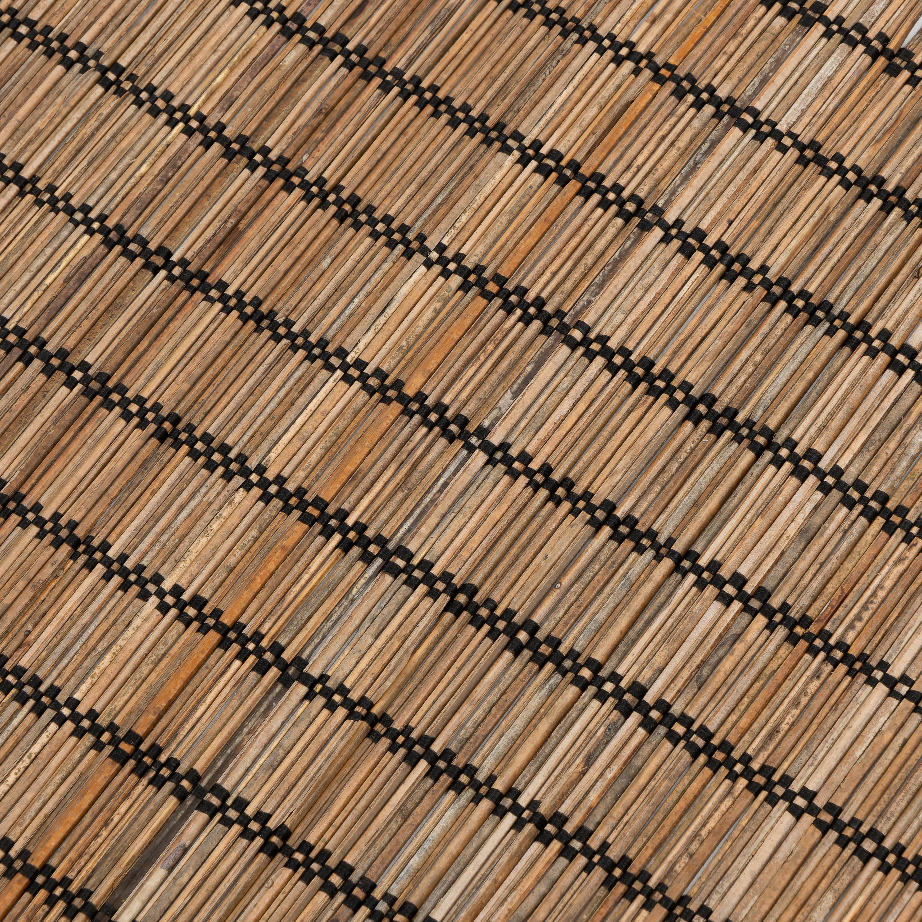 Amerikan Servis Naturel Rattan Siyah Dikişli