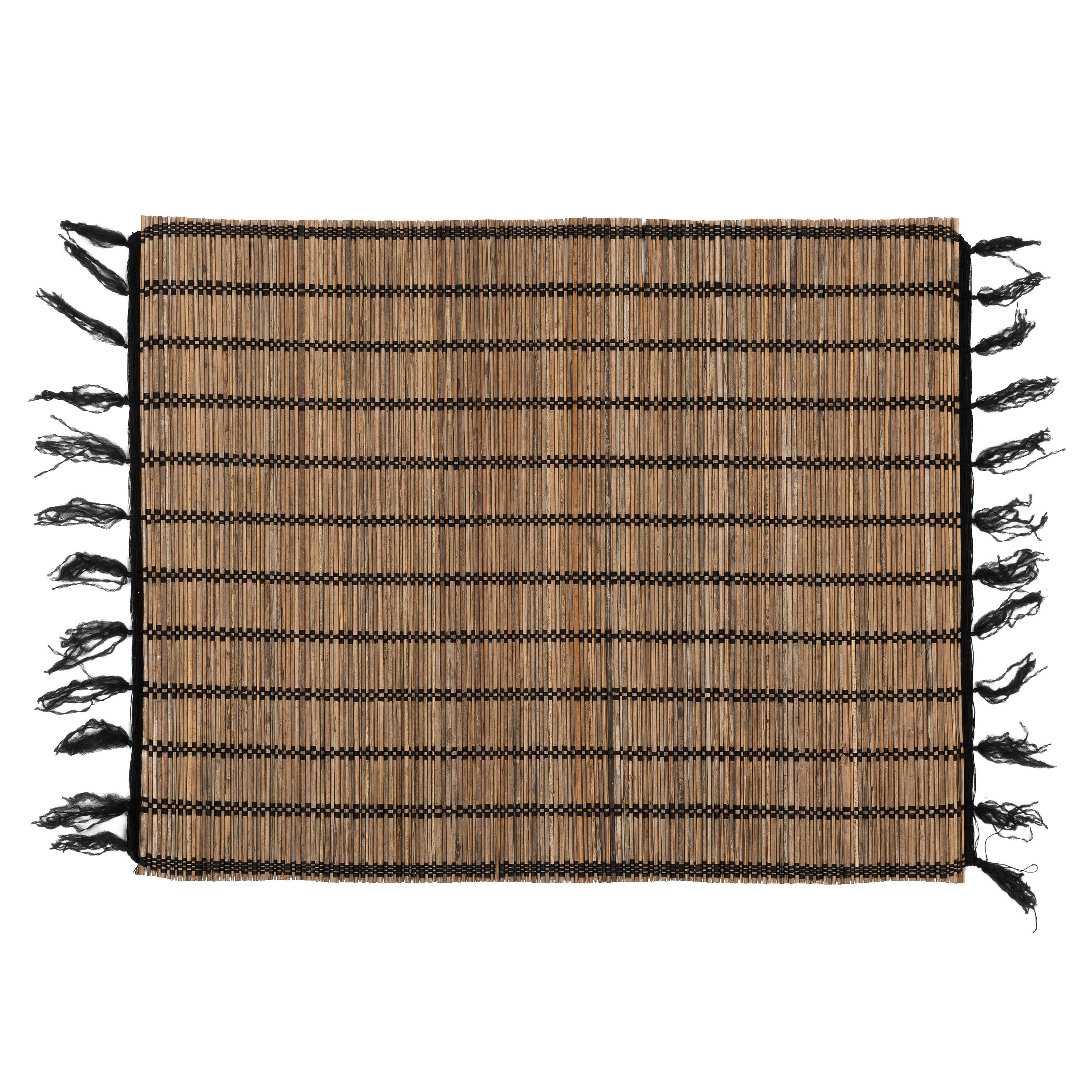 Amerikan Servis Naturel Rattan Siyah Dikişli