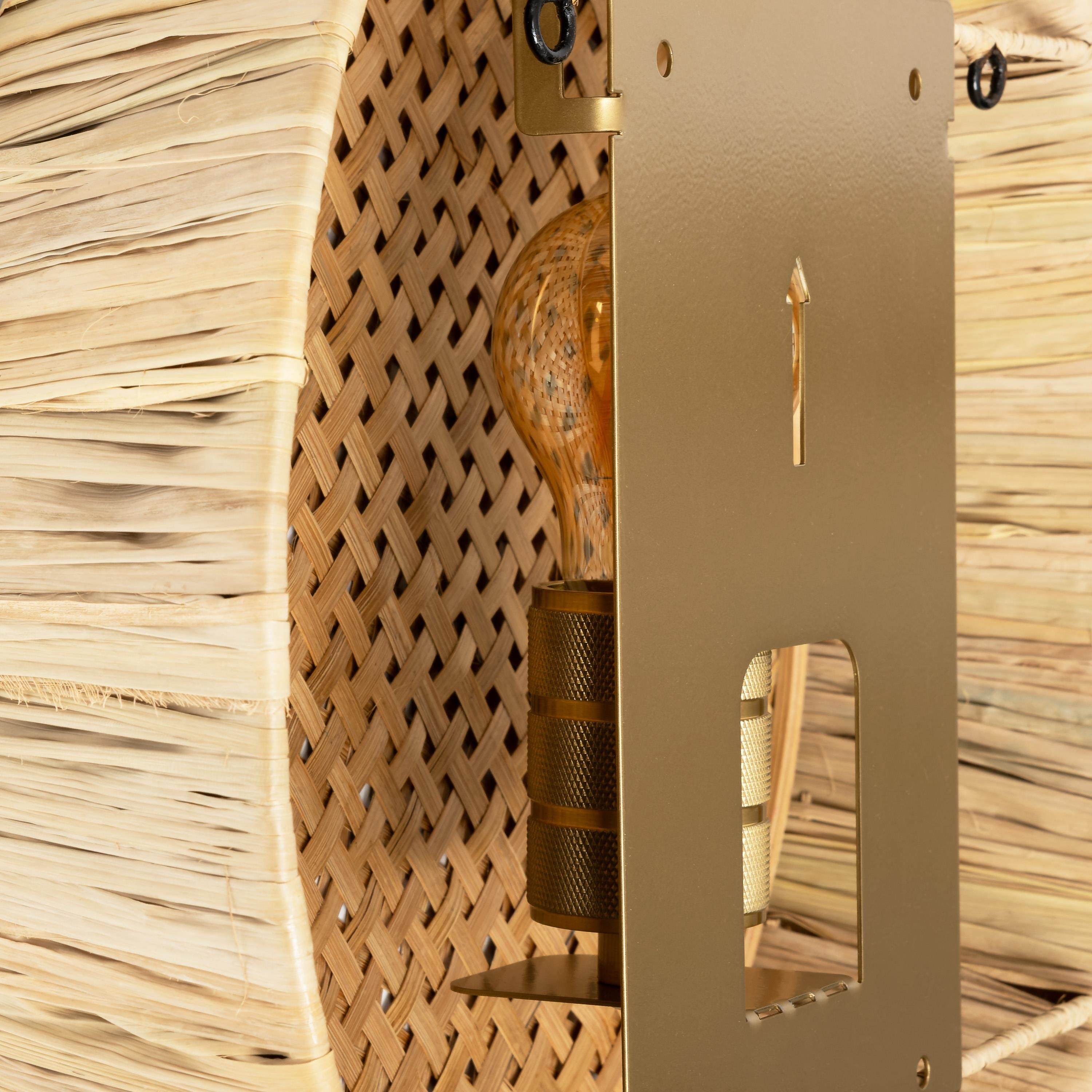 Aplik Rattan Natural Yuvarlak