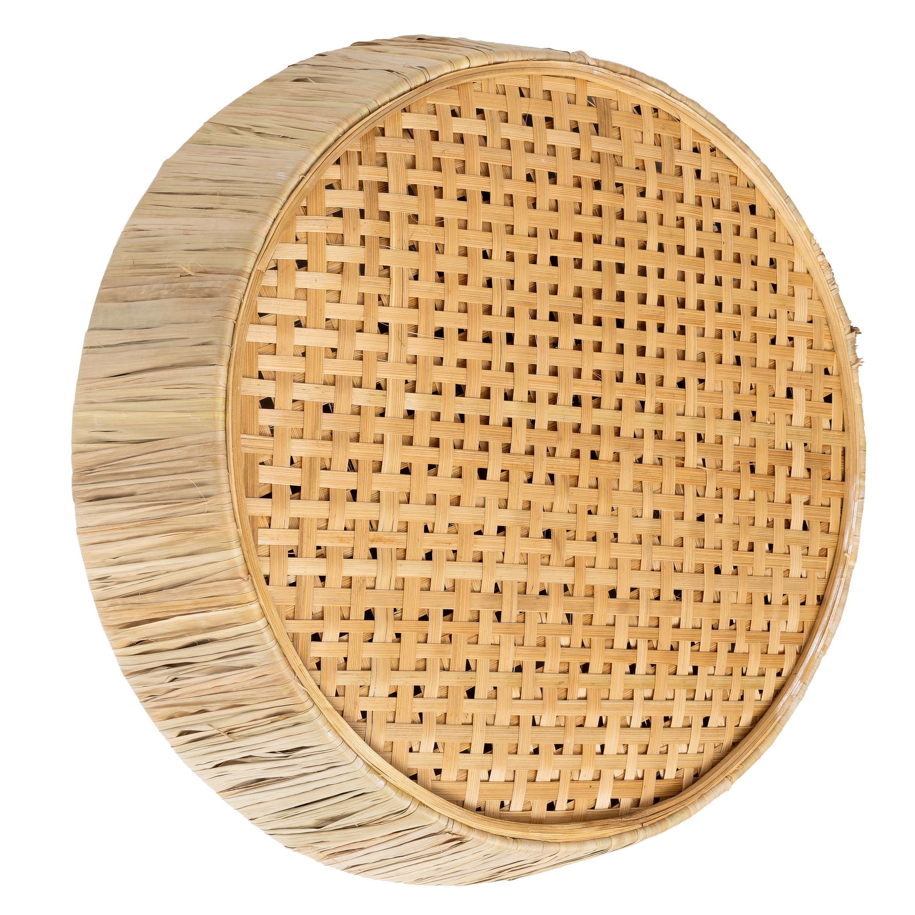 Aplik Rattan Natural Yuvarlak