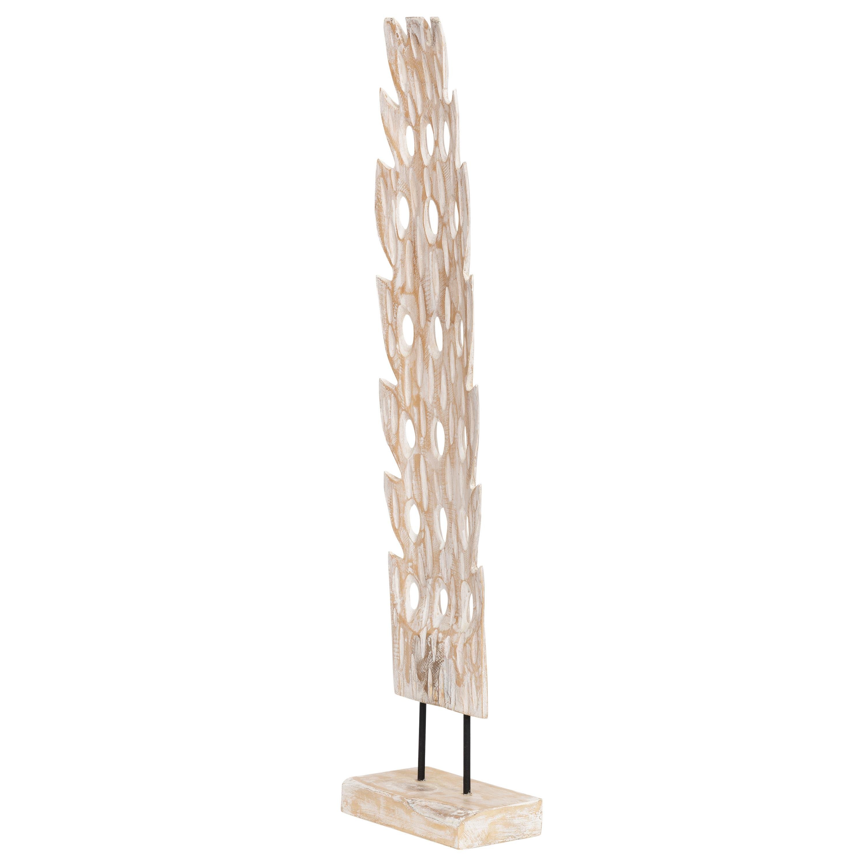 Ayaklı Dekoratif Aksesuar Teak Beyaz Eskitme 18 cm x 10 cm x85 cm