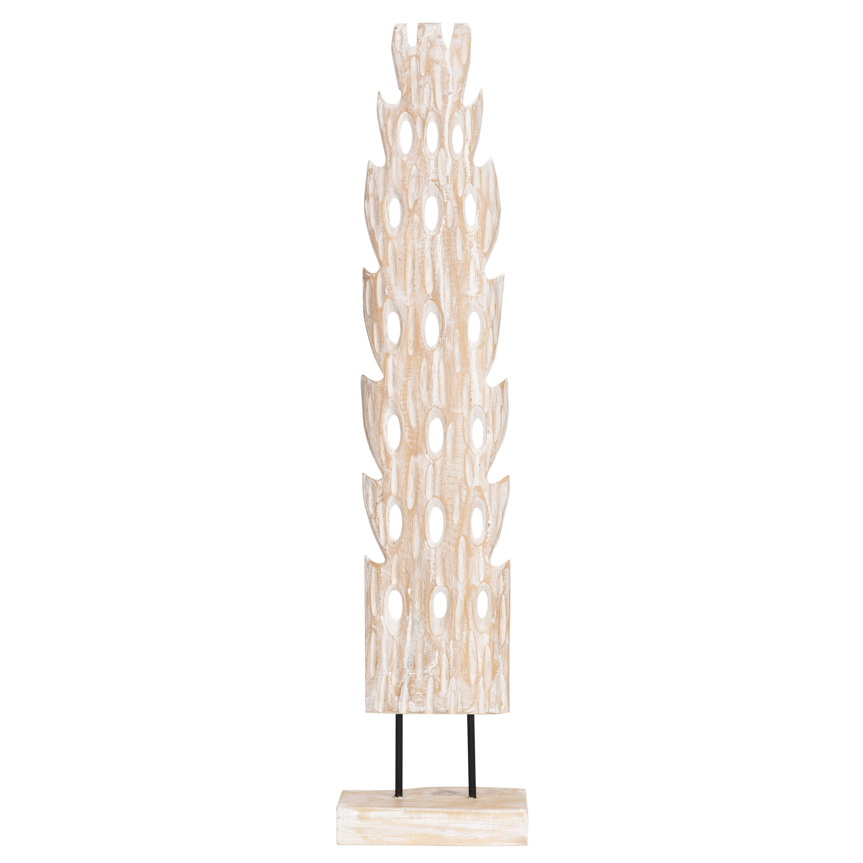 Ayaklı Dekoratif Aksesuar Teak Beyaz Eskitme 18 cm x 10 cm x85 cm
