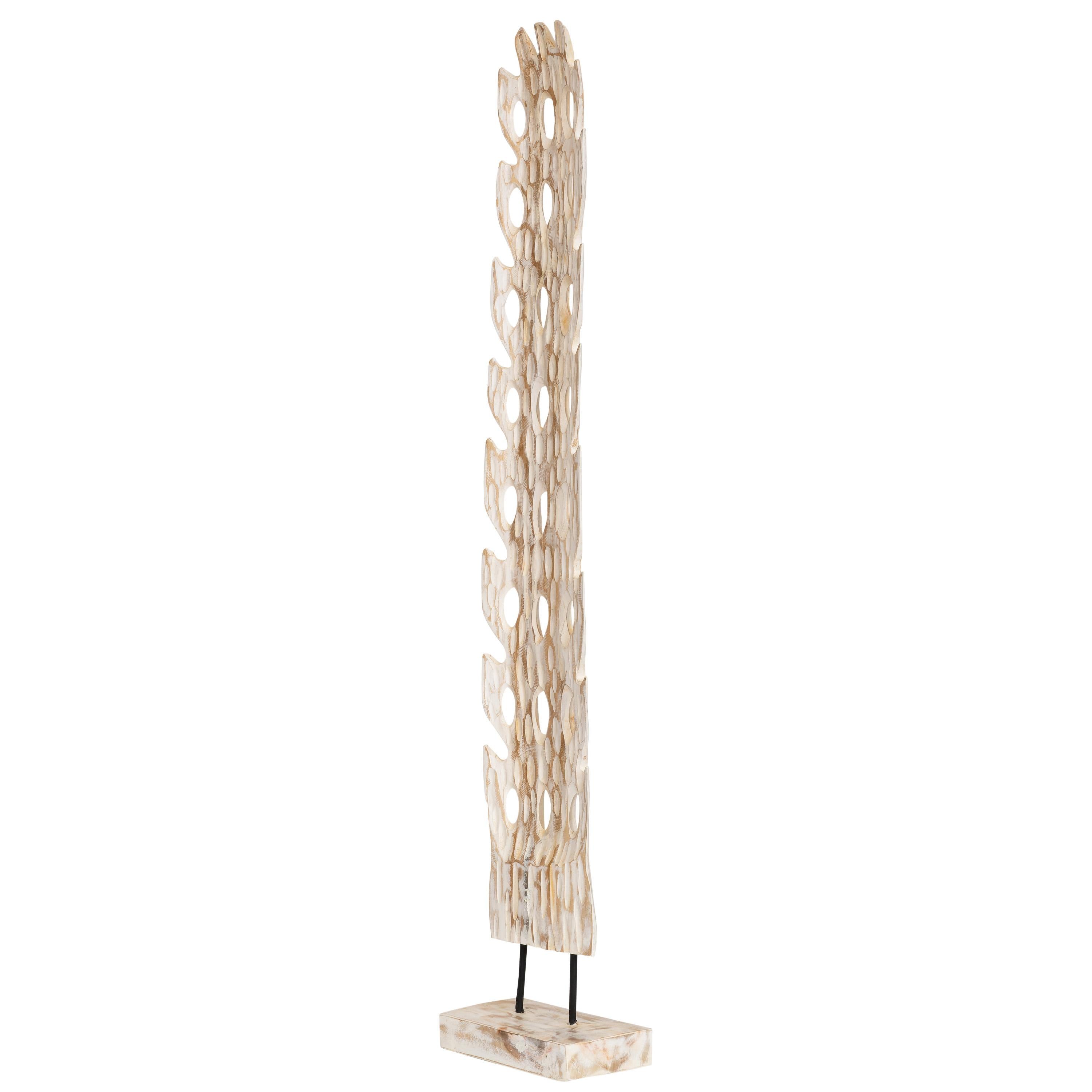 Ayaklı Dekoratif Aksesuar Teak Beyaz Eskitme 20 cm x 12 cm x 103 cm