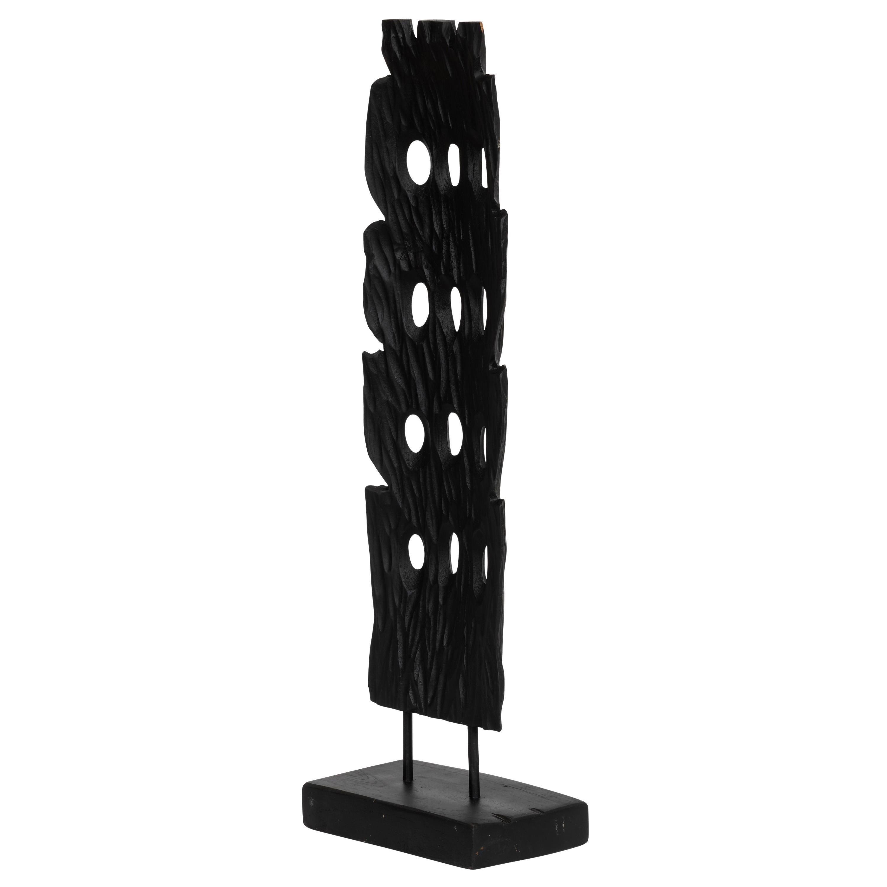 Ayaklı Dekoratif Aksesuar Teak Siyah 15 cm x 8 cm x 60 cm