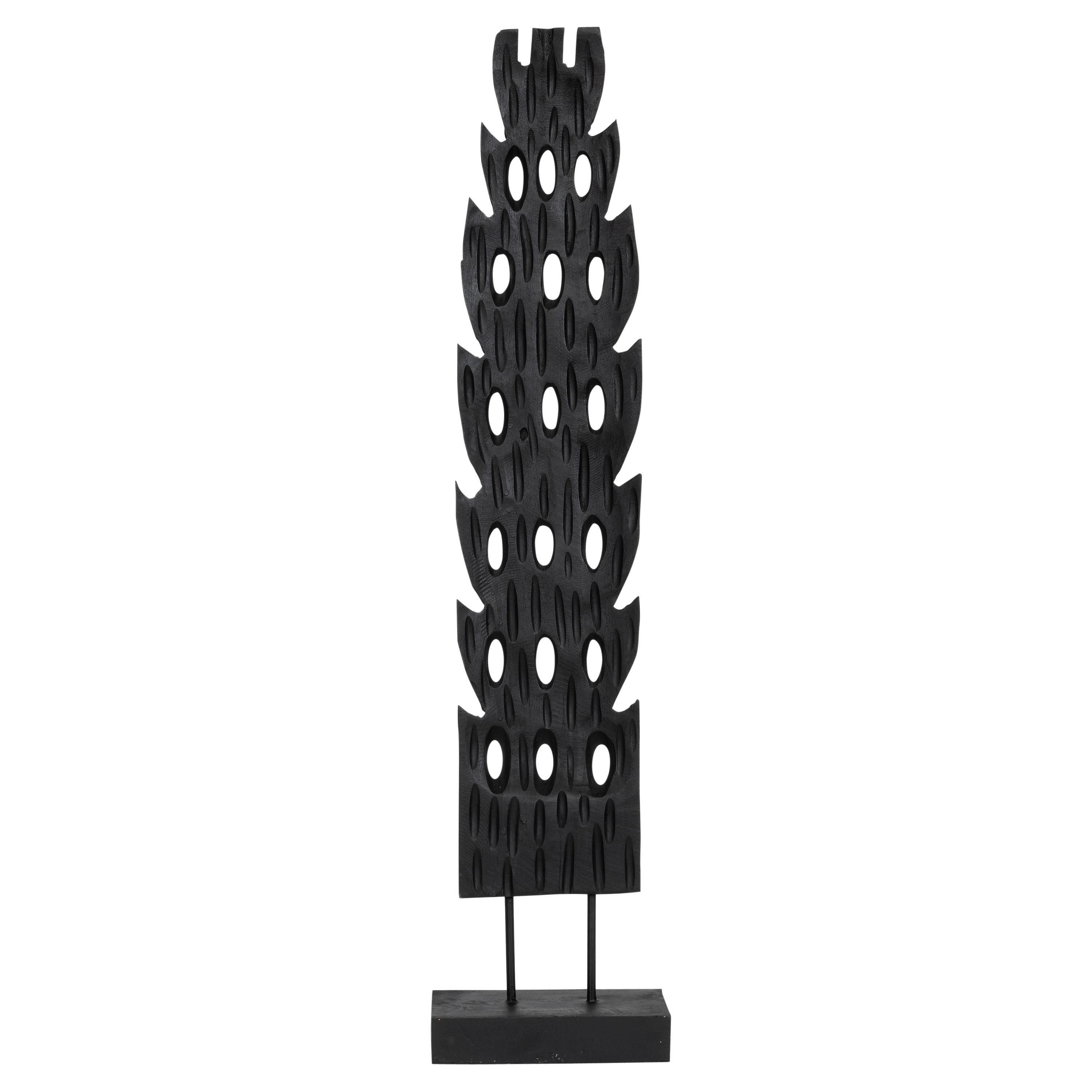 Ayaklı Dekoratif Aksesuar Teak Siyah 18 cm x 10 cm x85 cm