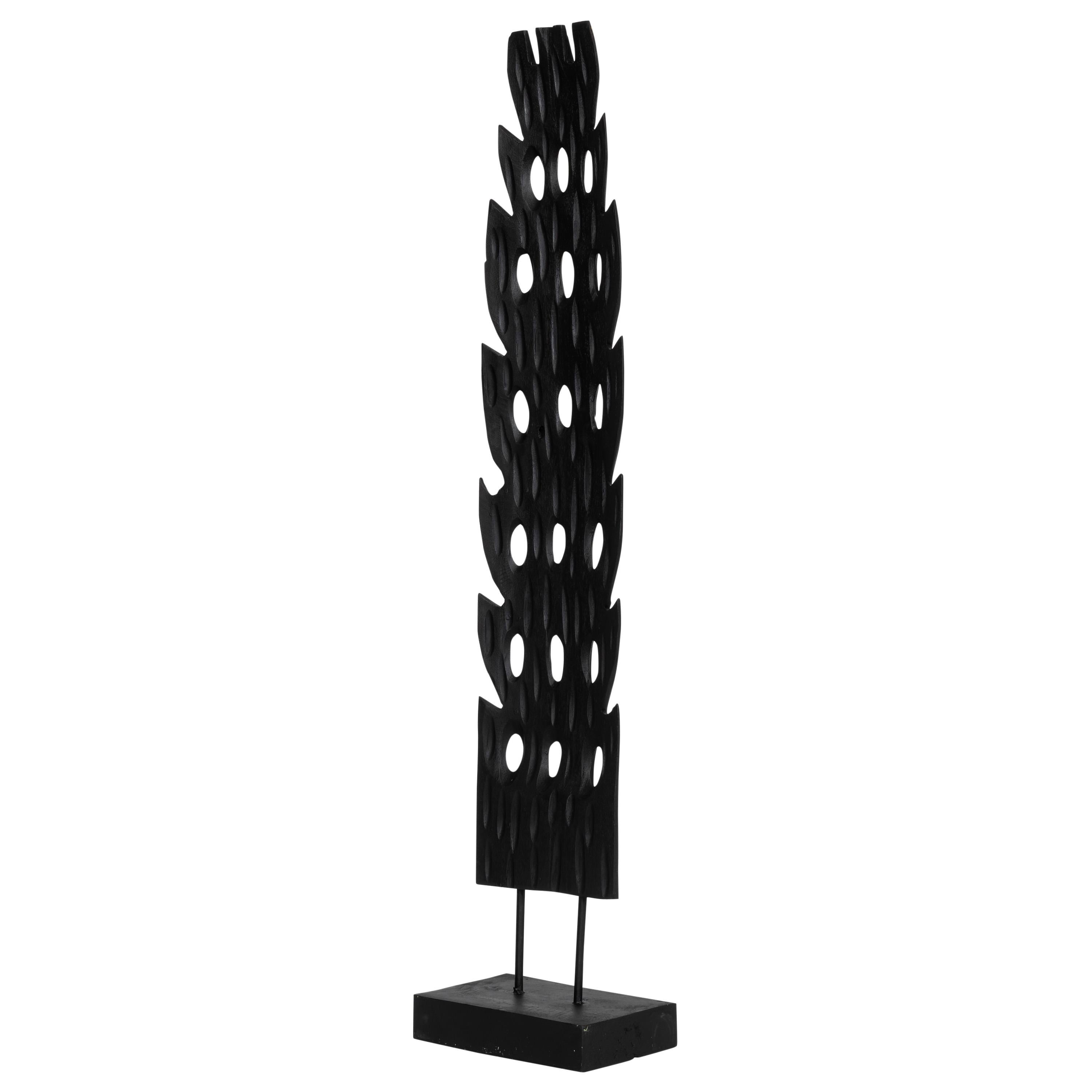 Ayaklı Dekoratif Aksesuar Teak Siyah 18 cm x 10 cm x85 cm