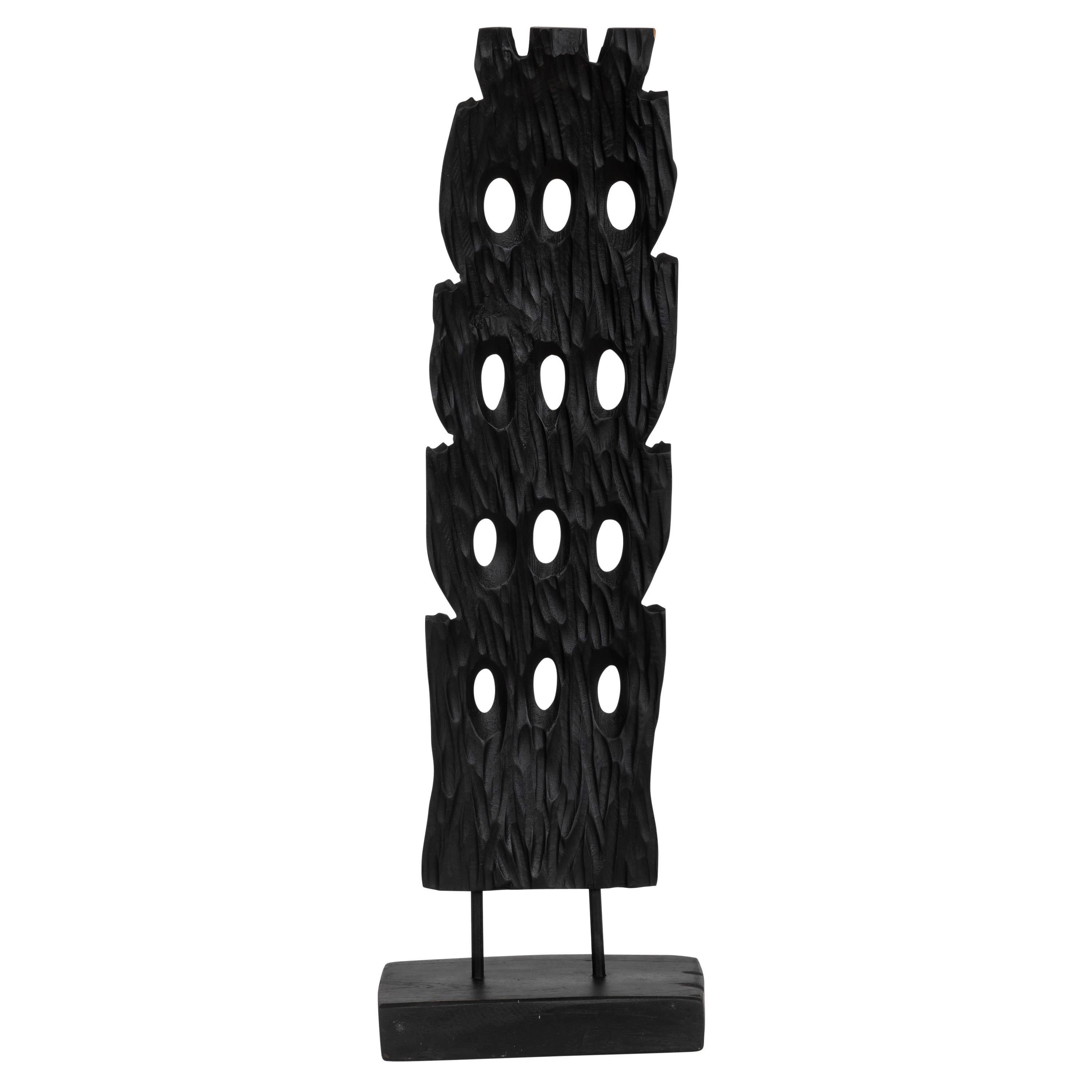 Ayaklı Dekoratif Aksesuar Teak Siyah 15 cm x 8 cm x 60 cm