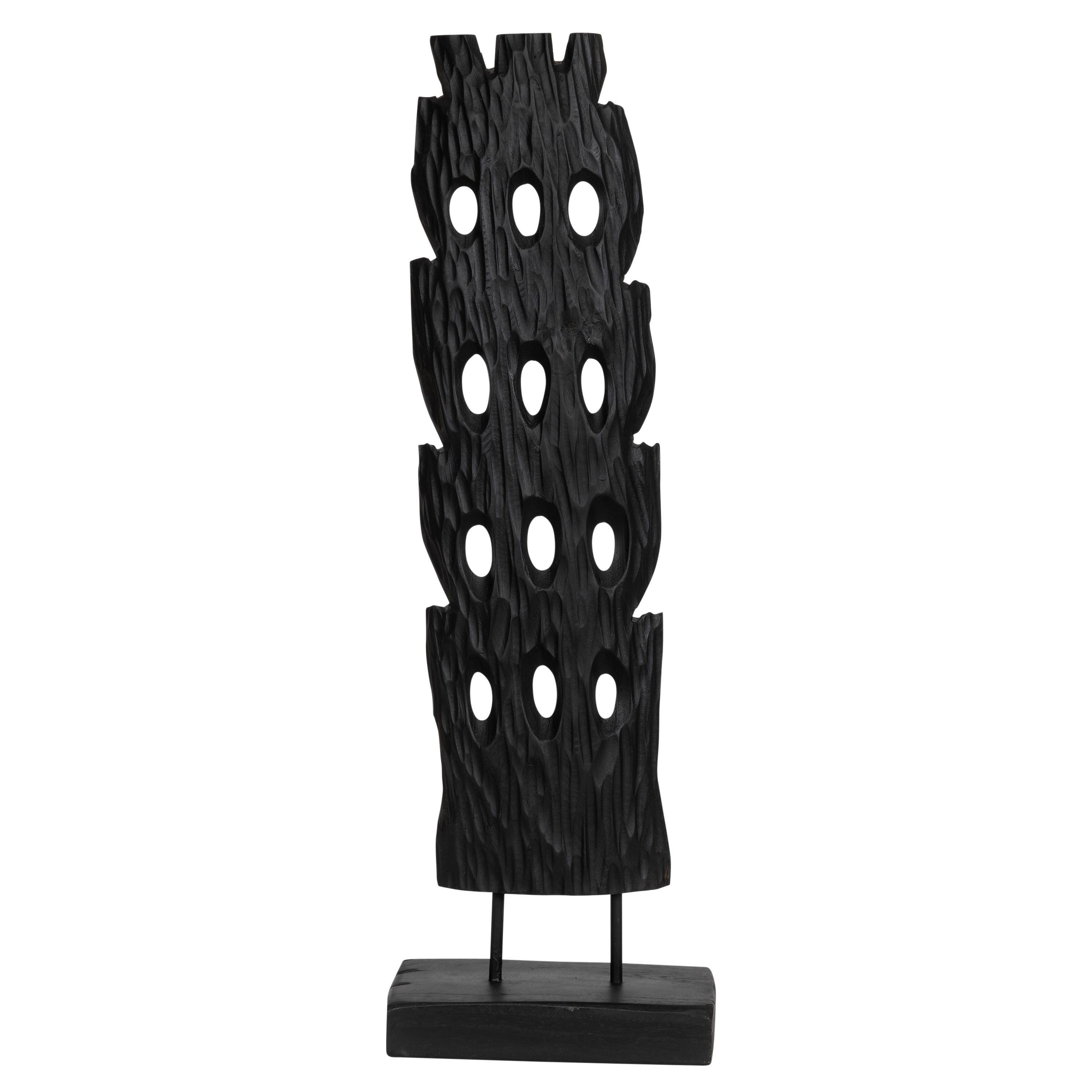 Ayaklı Dekoratif Aksesuar Teak Siyah 15 cm x 8 cm x 60 cm